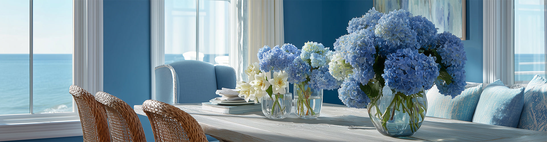 Blue Artificial Flowers for Fresh Interior Styling