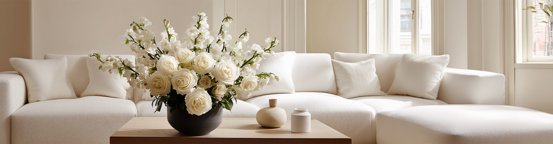 White Artificial Flowers for Minimalist Décor