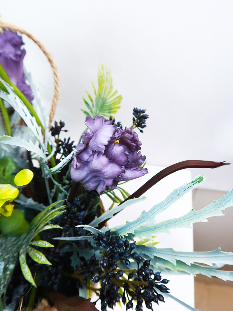 The "Violet Vine" Purple Petunias & Iris Hanging Basket Bouquet