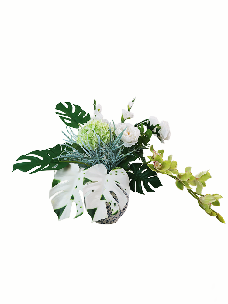 The " Ivory Garden" White Roses & Eucalyptus Bouquet