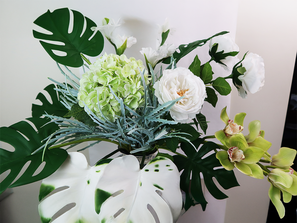 The " Ivory Garden" White Roses & Eucalyptus Bouquet