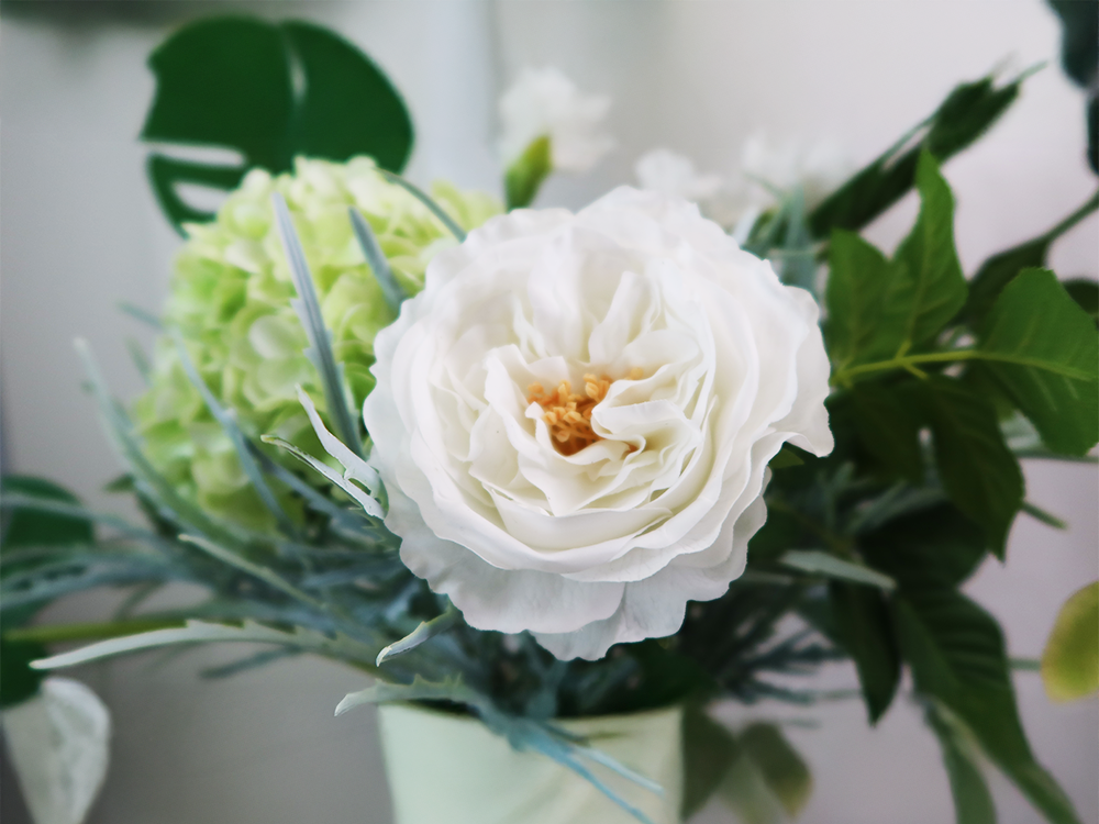 The " Ivory Garden" White Roses & Eucalyptus Bouquet