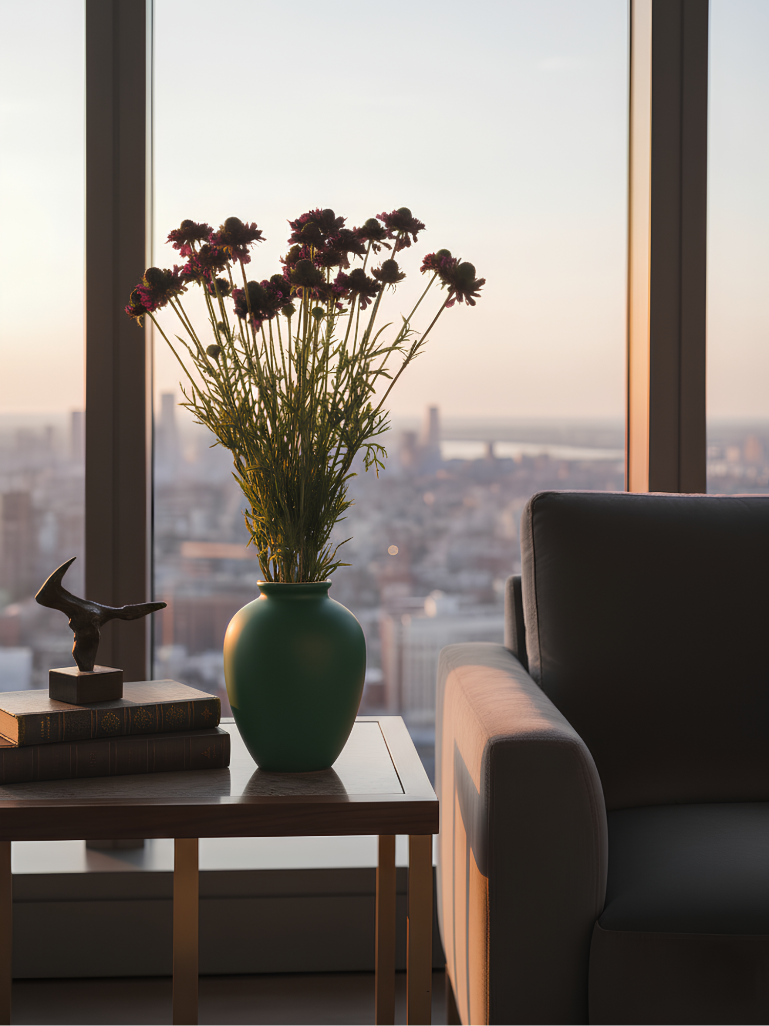 Amaranton™ 29" Realistica™ Scabiosa with 5 Blooms and 1 Bud - Dark Purple