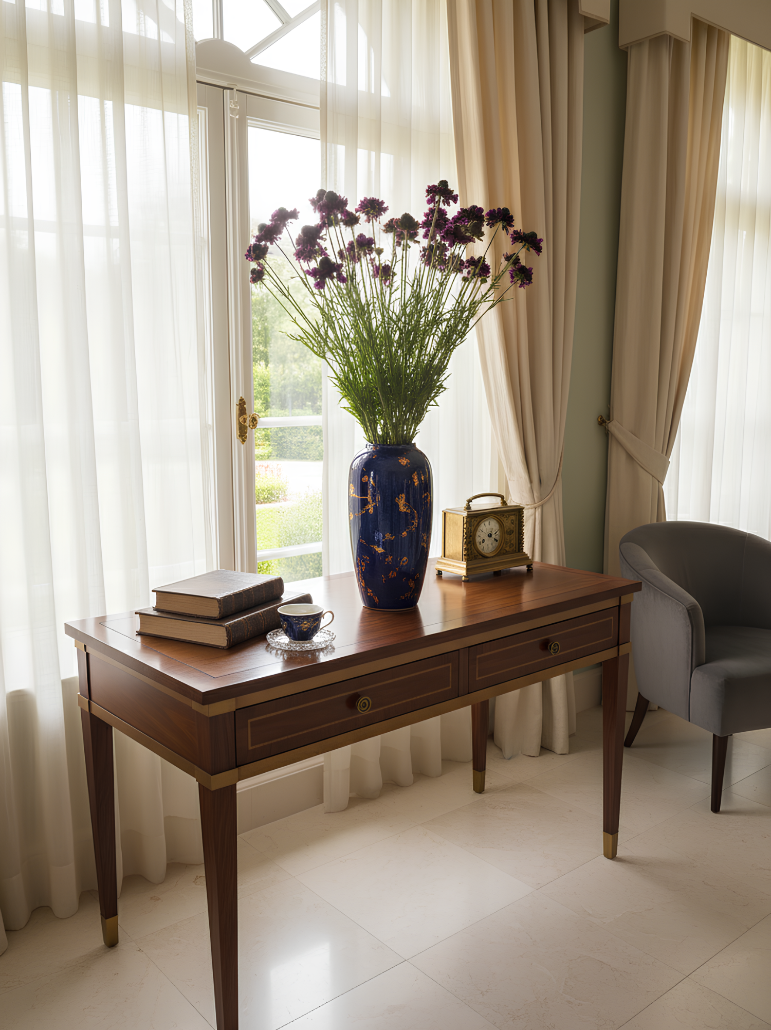 Amaranton™ 29" Realistica™ Scabiosa with 5 Blooms and 1 Bud - Dark Purple