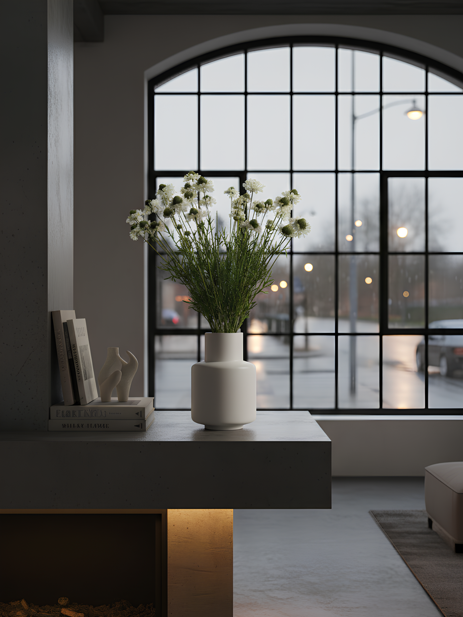 Amaranton™ 29" Realistica™ Scabiosa with 5 Blooms and 1 Bud - White