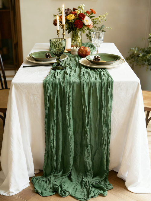 Crinkle Chiffon Table Runner - Wedding & Party Decor