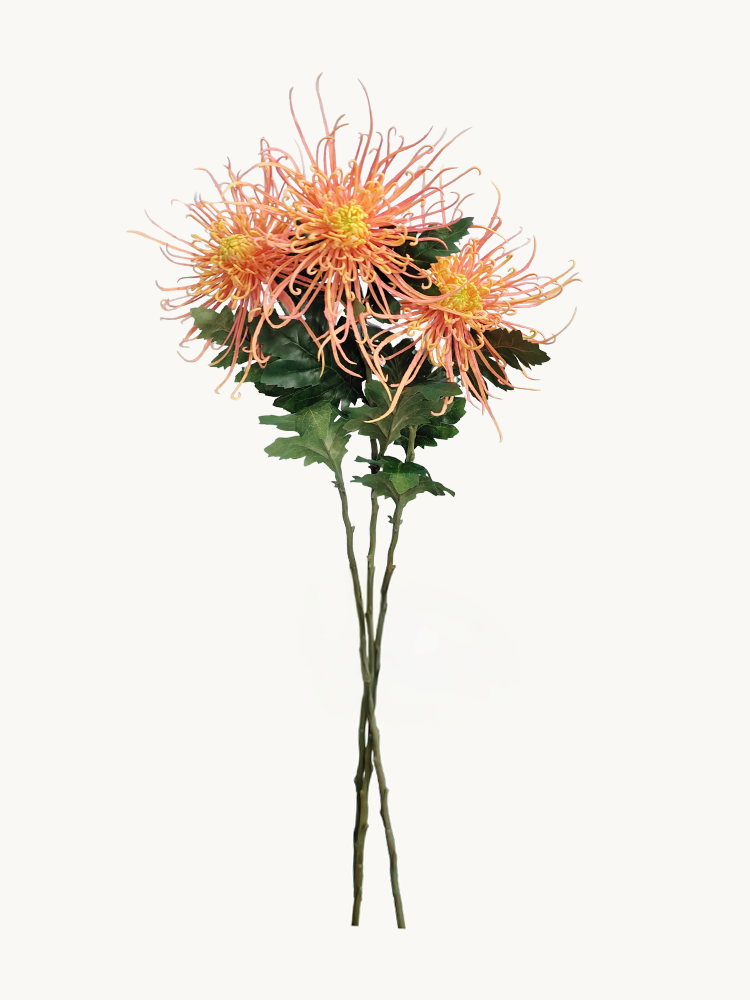30" Realistic Chrysanthemum shaped like Fiery Trees - Orange