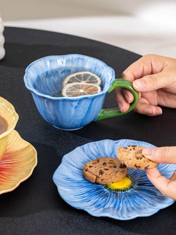 Poppy Flower Design Coffee Cup Set