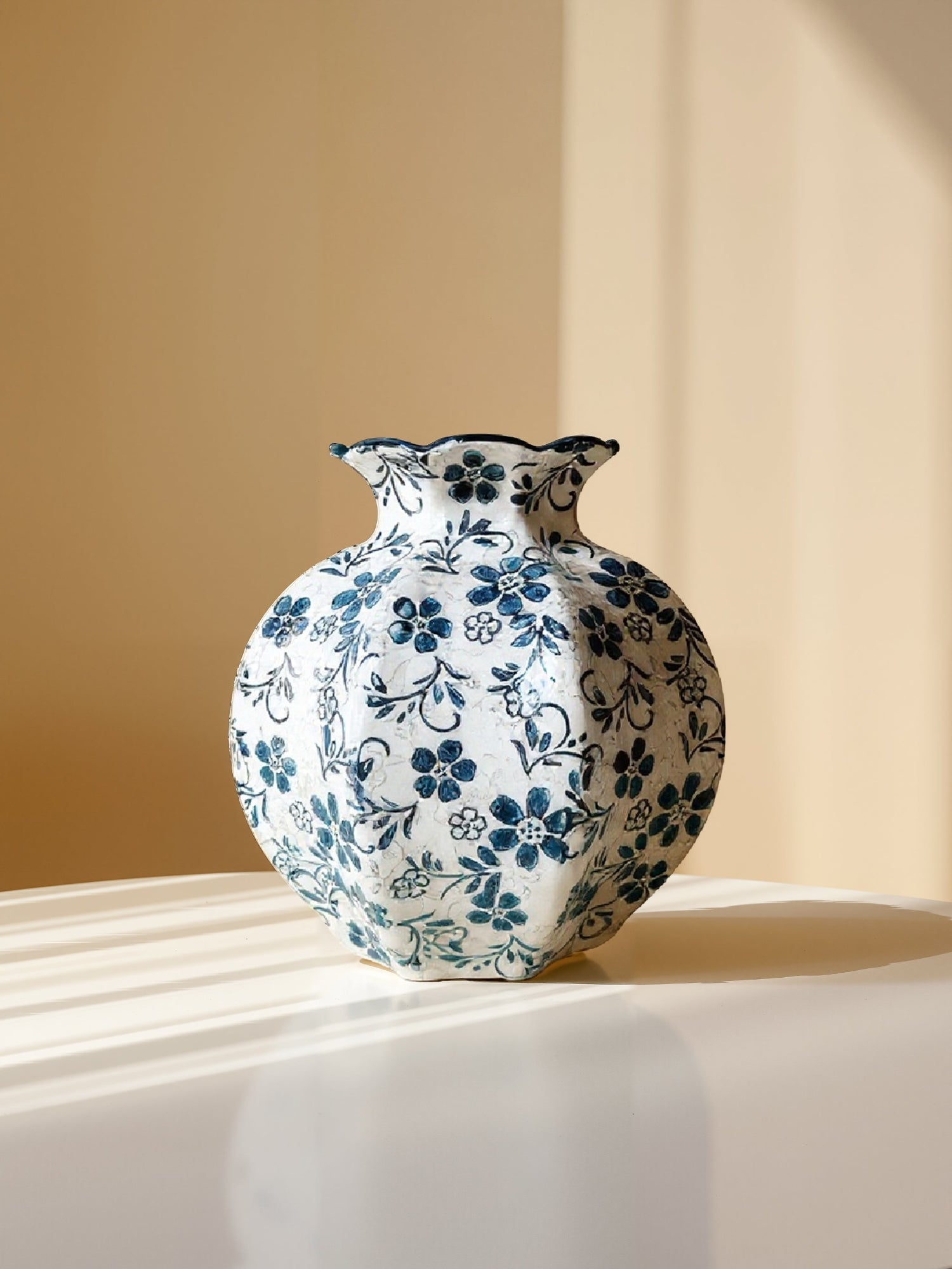 Amaranton™ 7" Indigo Meadow Scalloped Bud Vase