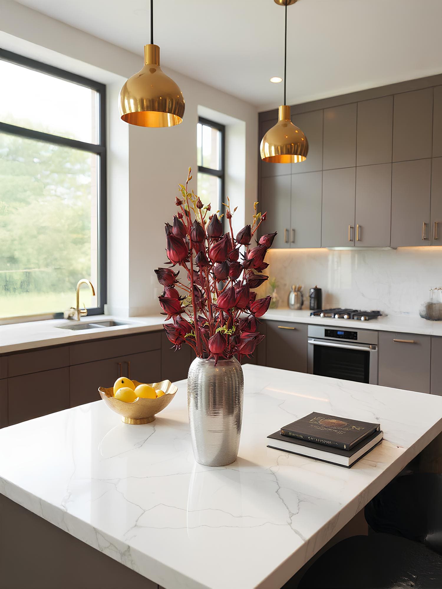 Amaranton™ 33" Artificial 7 - Headed Roselle Fruits