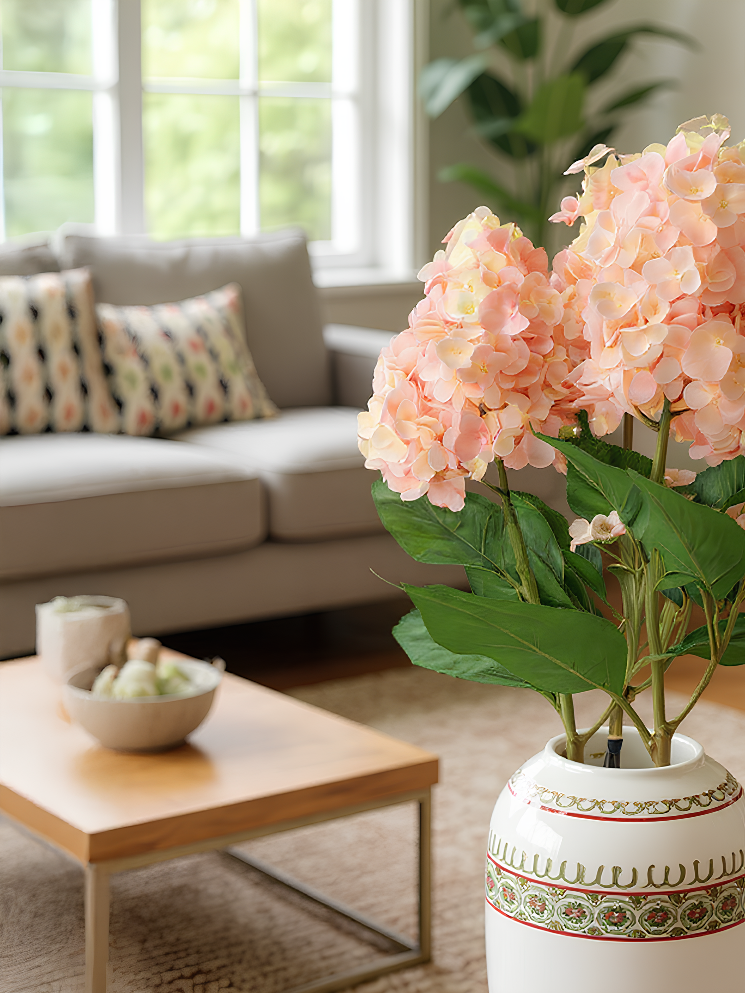 Hortensia Pagoda Amaranton de 83 cm con tacto real - Rosa