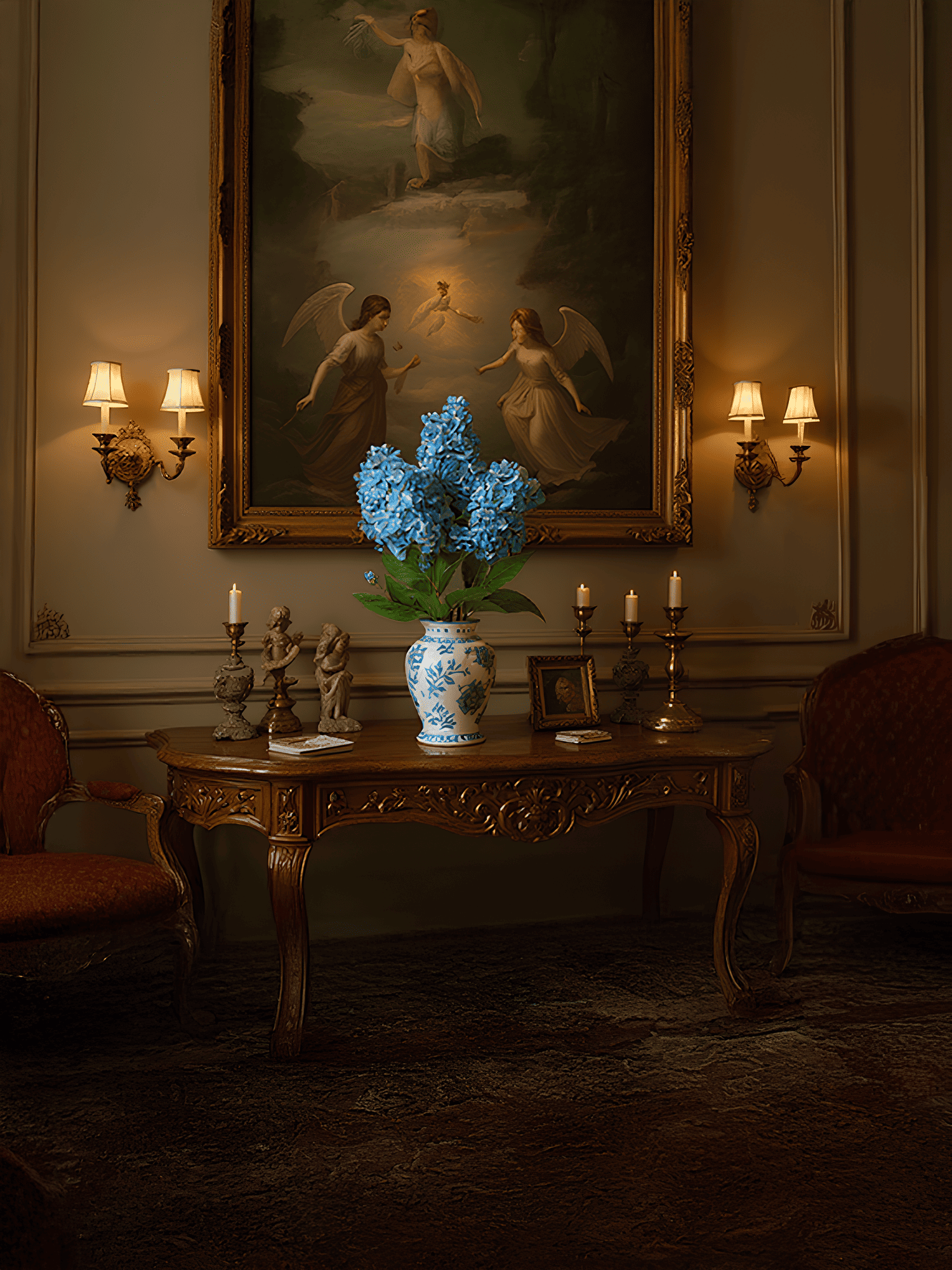 Hortensia Pagoda Amaranton de 83 cm con tacto real - Azul