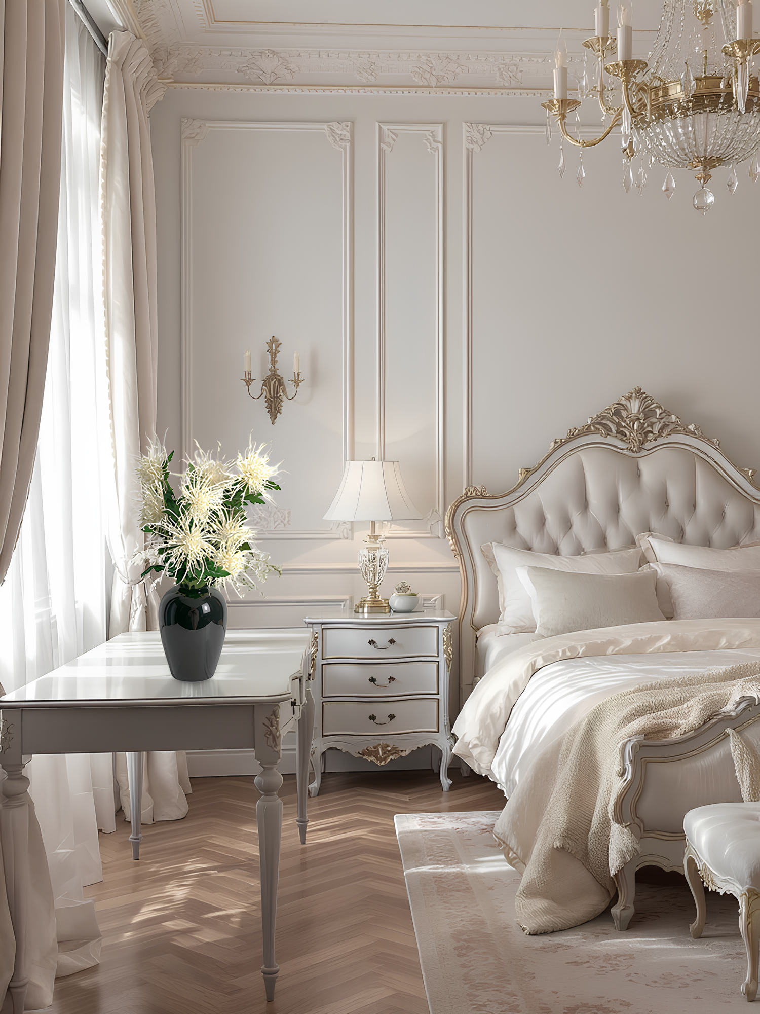 30" Realistica™ Chrysanthemum shaped like Fiery Trees - White