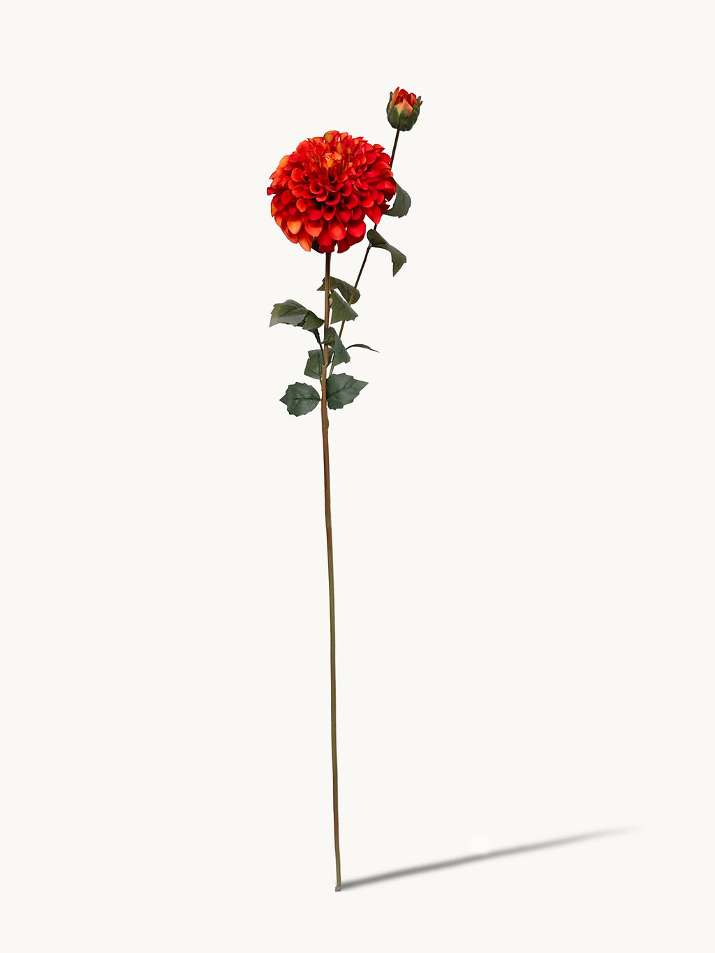 32" Large Realistic Dahlia with 1 Bloom & 1 Bud - Orange
