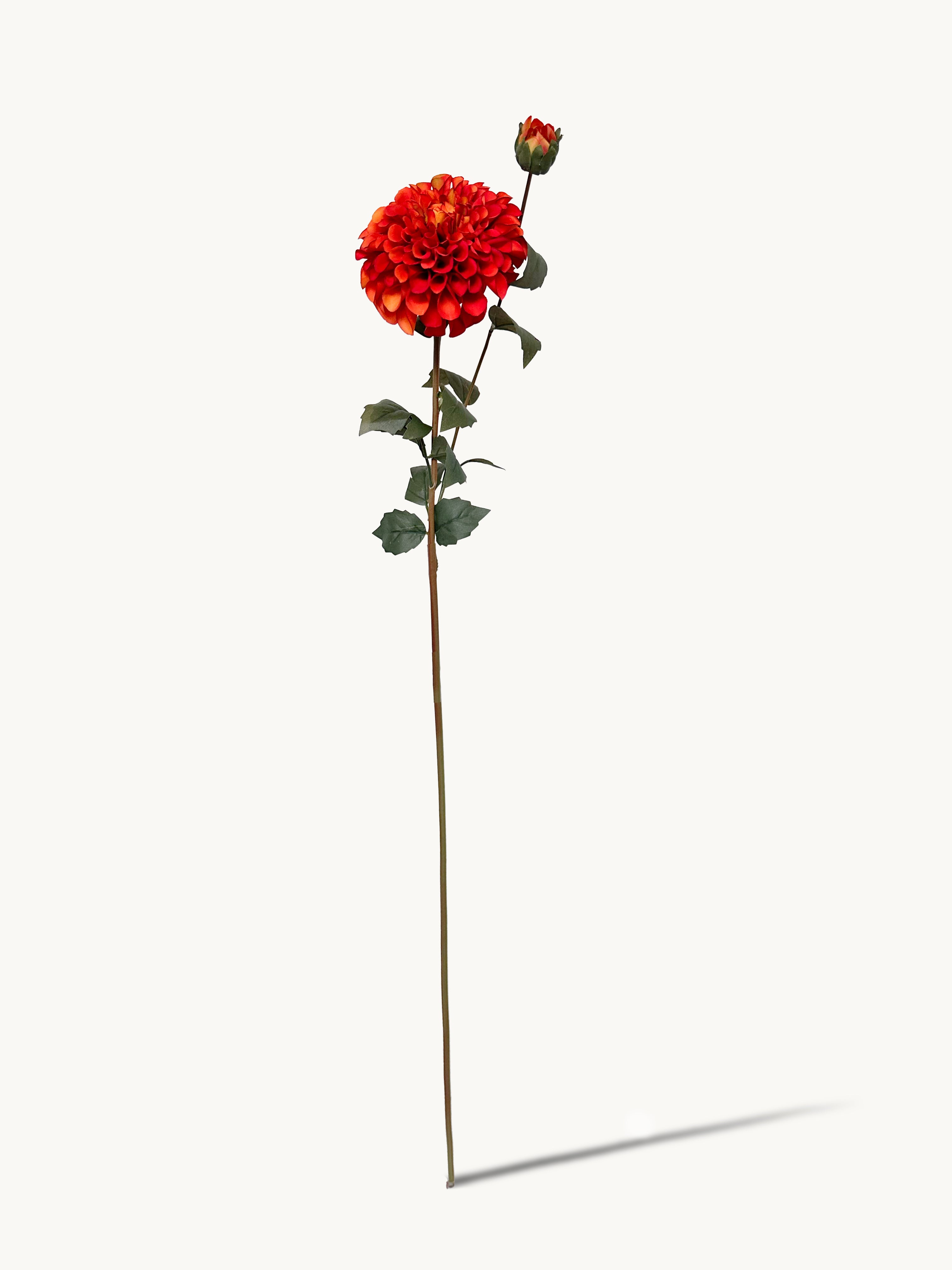 32" Large Realistic Dahlia with 1 Bloom & 1 Bud - Orange