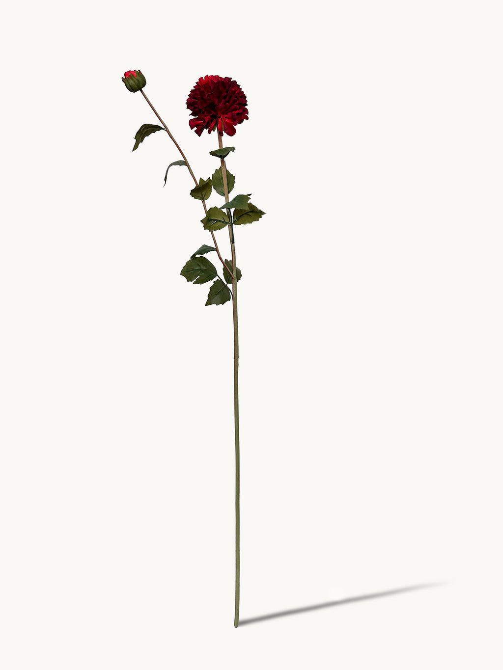 32" Small Artificial Dahlia with 1 Bloom and 1 Bud - Crimson