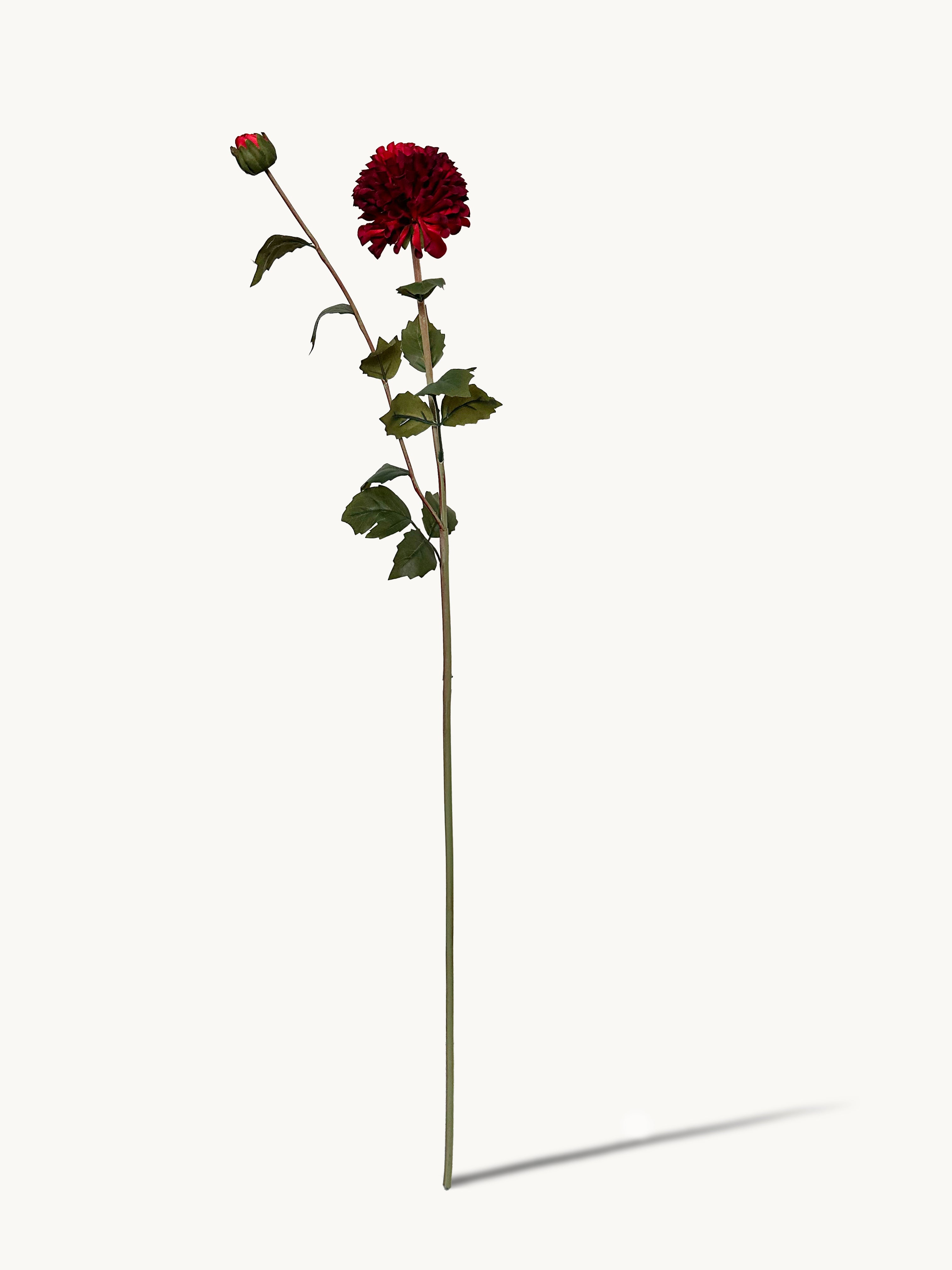 32" Small Artificial Dahlia with 1 Bloom and 1 Bud - Crimson