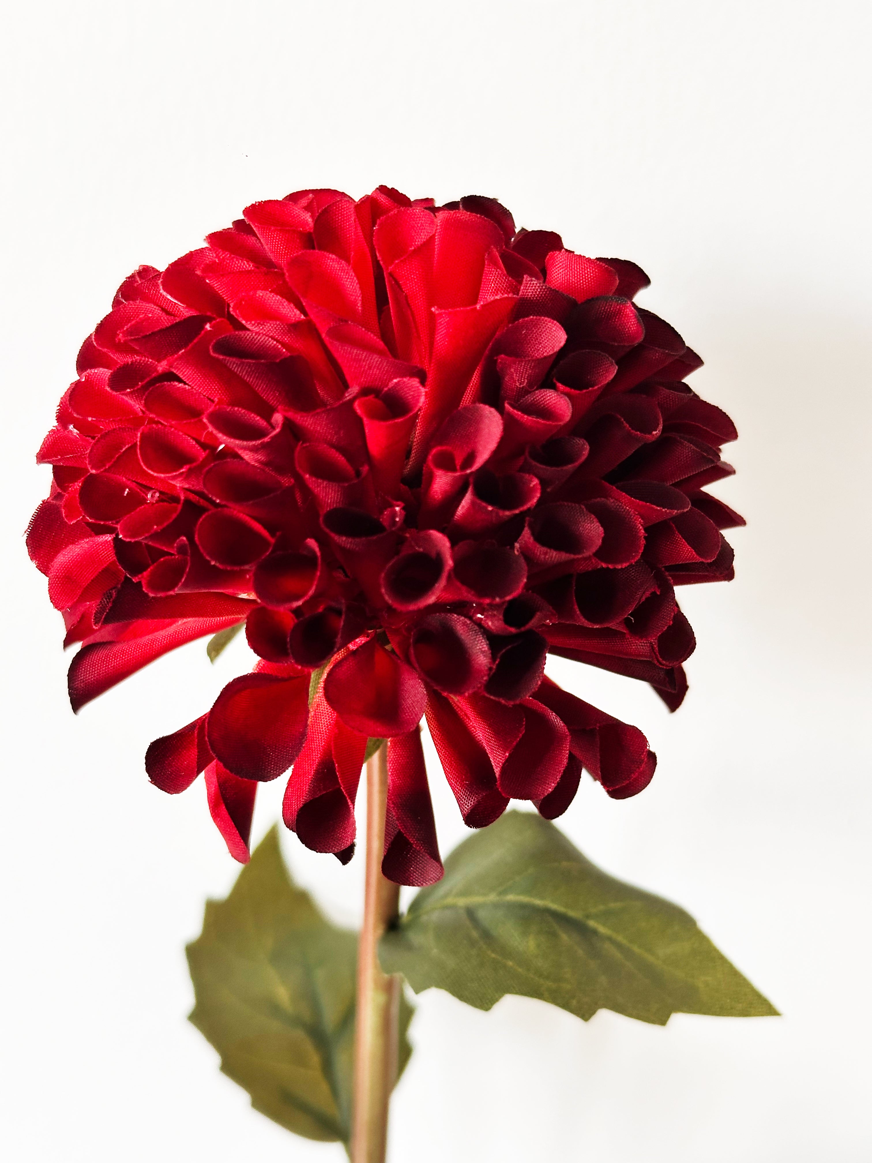 32" Small Artificial Dahlia with 1 Bloom and 1 Bud - Crimson