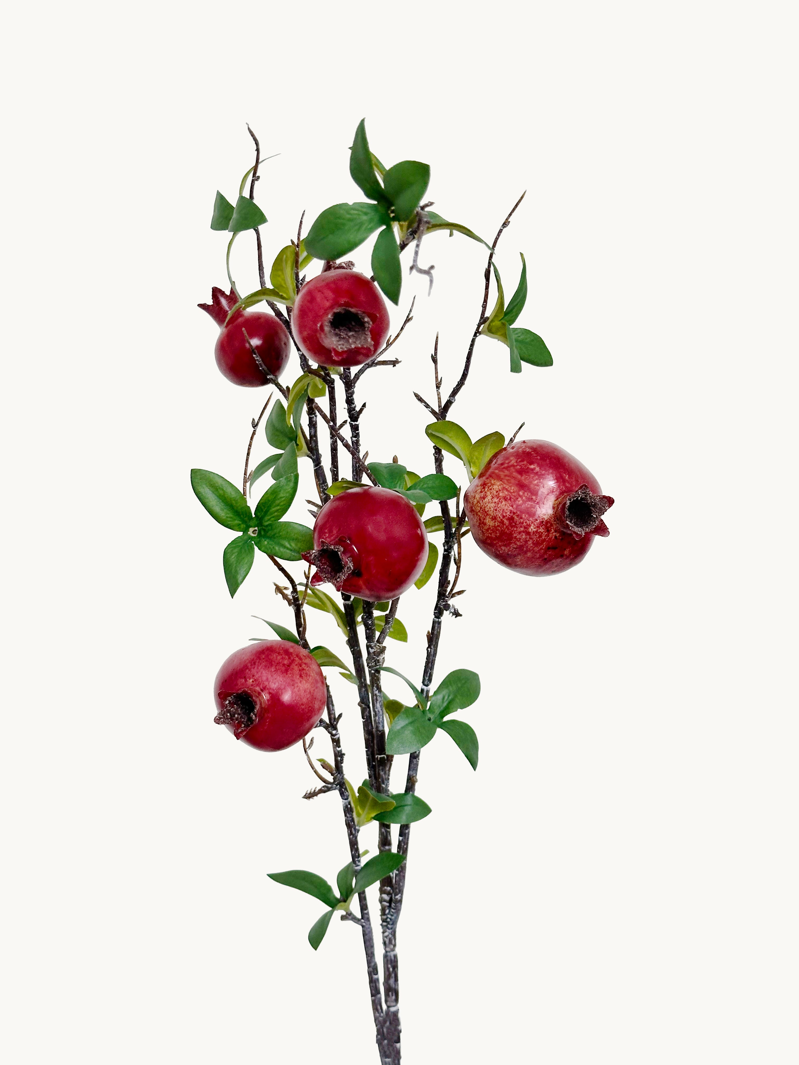 35" Realistic 6 Hyper Berries Red Pomegranate Fruit Stem