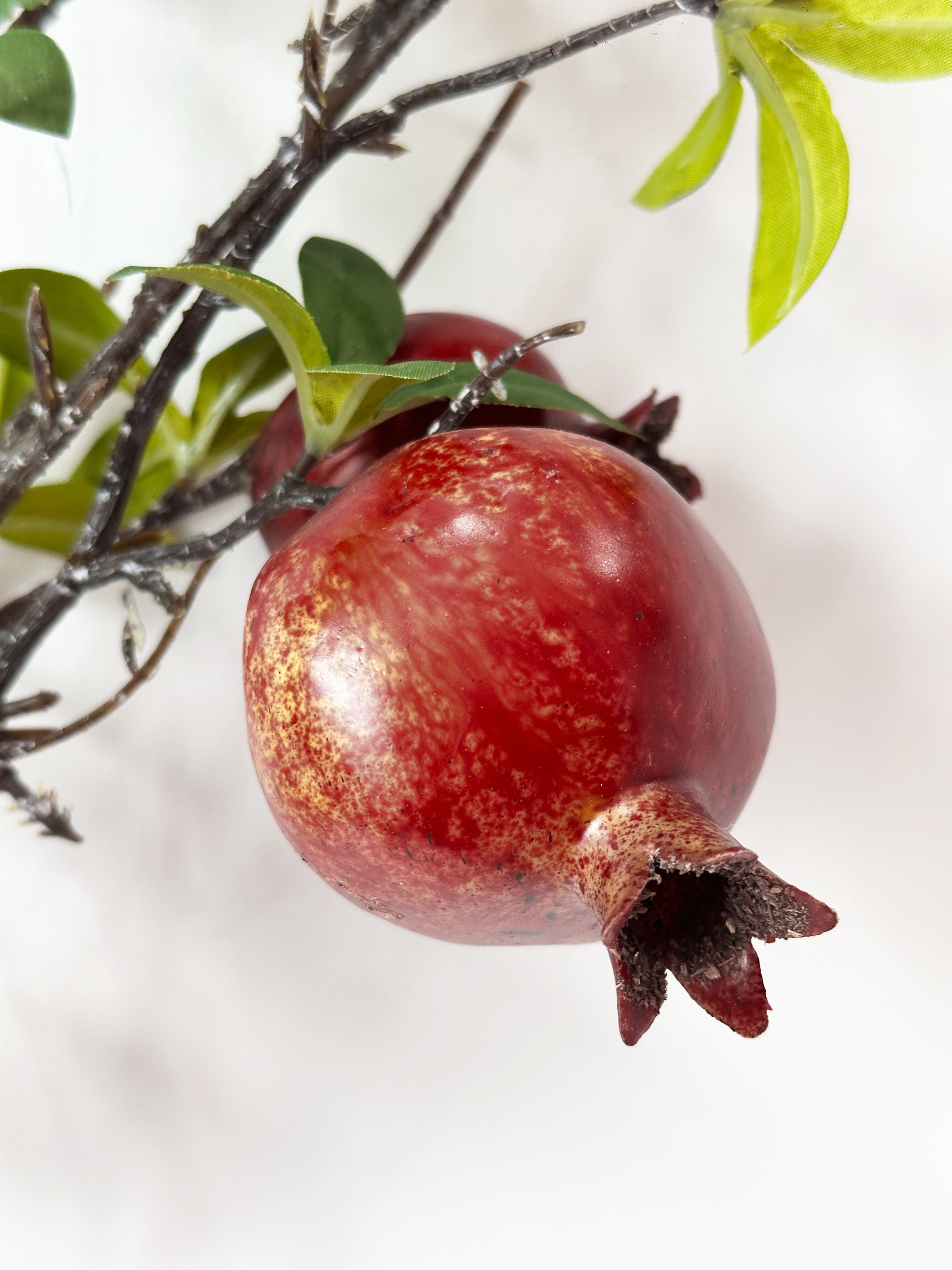 35" Realistic 6 Hyper Berries Red Pomegranate Fruit Stem