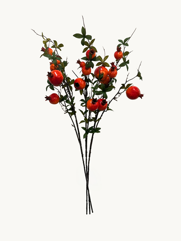 35" Realistic 6 Hyper Berries Orange Pomegranate Fruit Stem