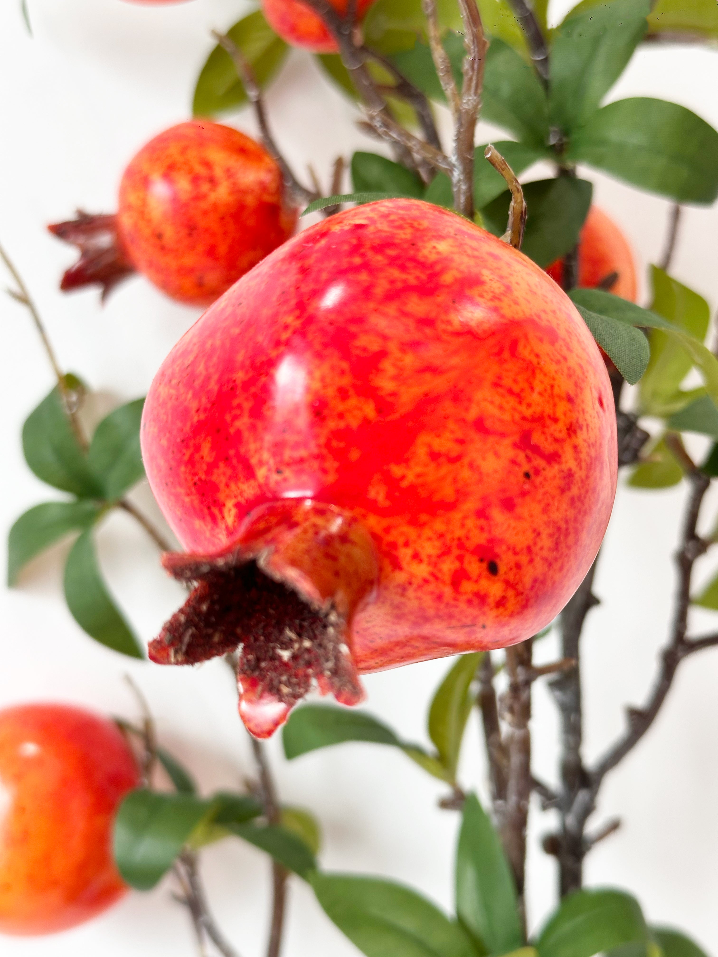 35" Realistic 6 Hyper Berries Orange Pomegranate Fruit Stem