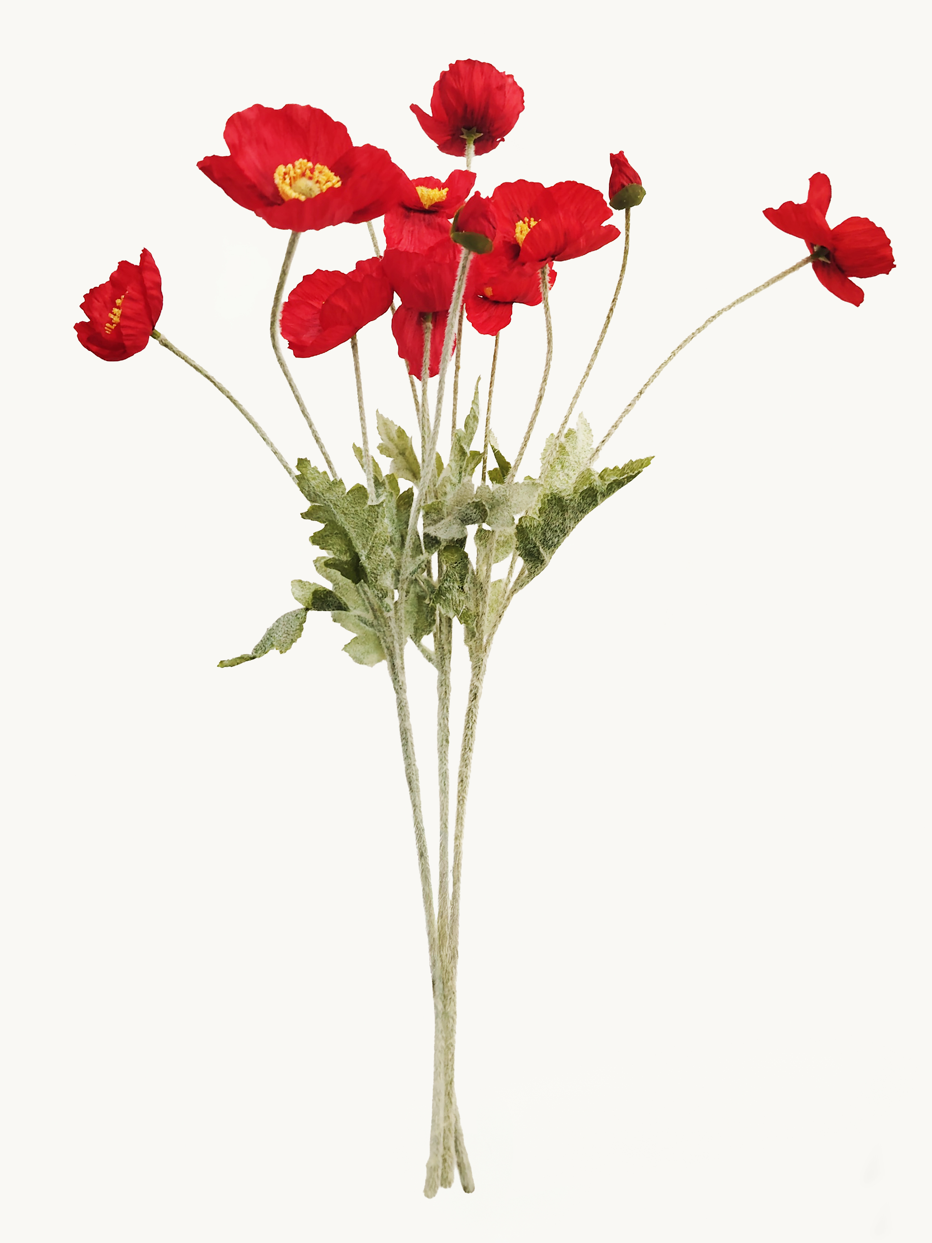 Amaranton 24" Realistic Poppy with 3 Blooms & 1 Bud - Red