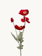 Amaranton 24" Realistic Poppy with 3 Blooms & 1 Bud - Red