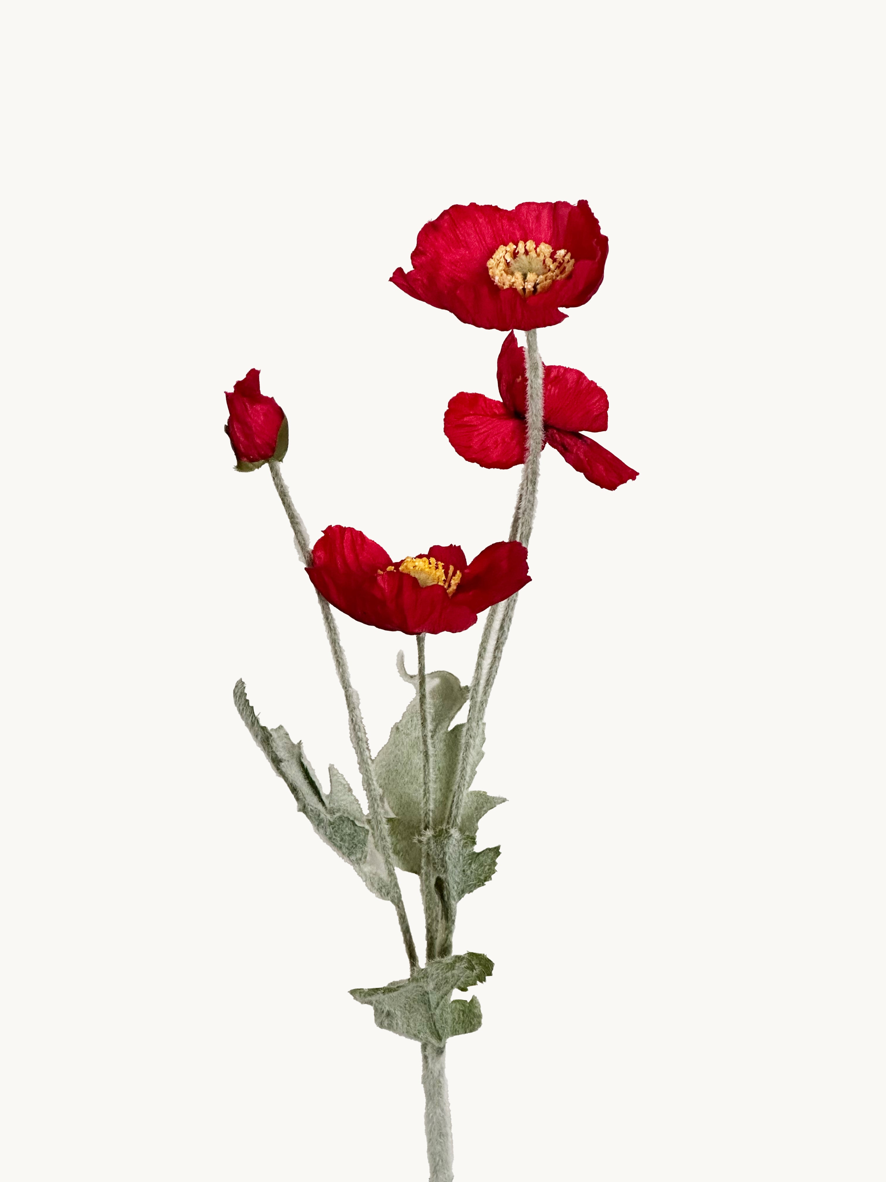 Amaranton 24" Realistic Poppy with 3 Blooms & 1 Bud - Red
