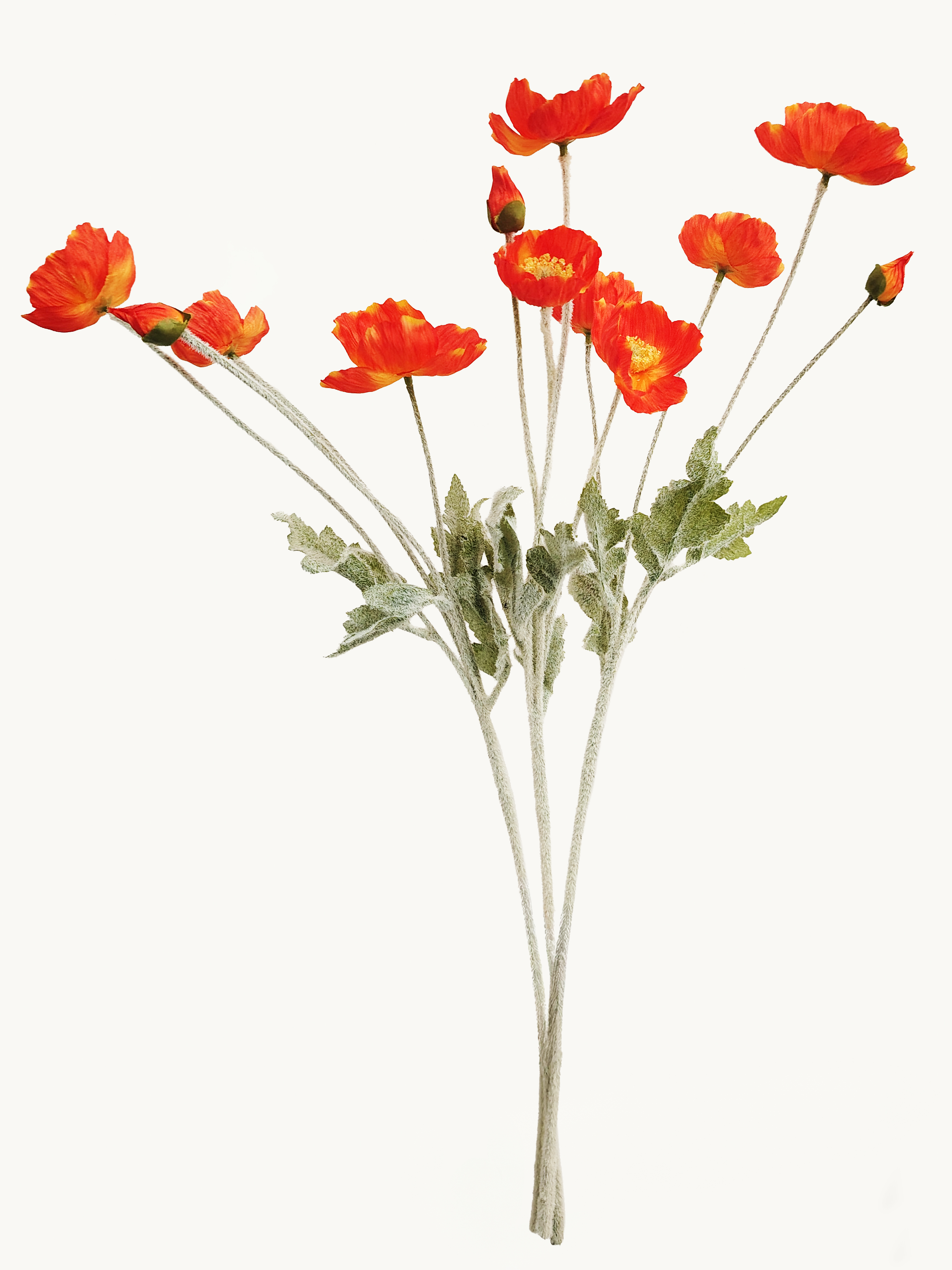 Amaranton 24" Realistic Poppy with 3 Blooms & 1 Bud - Orange
