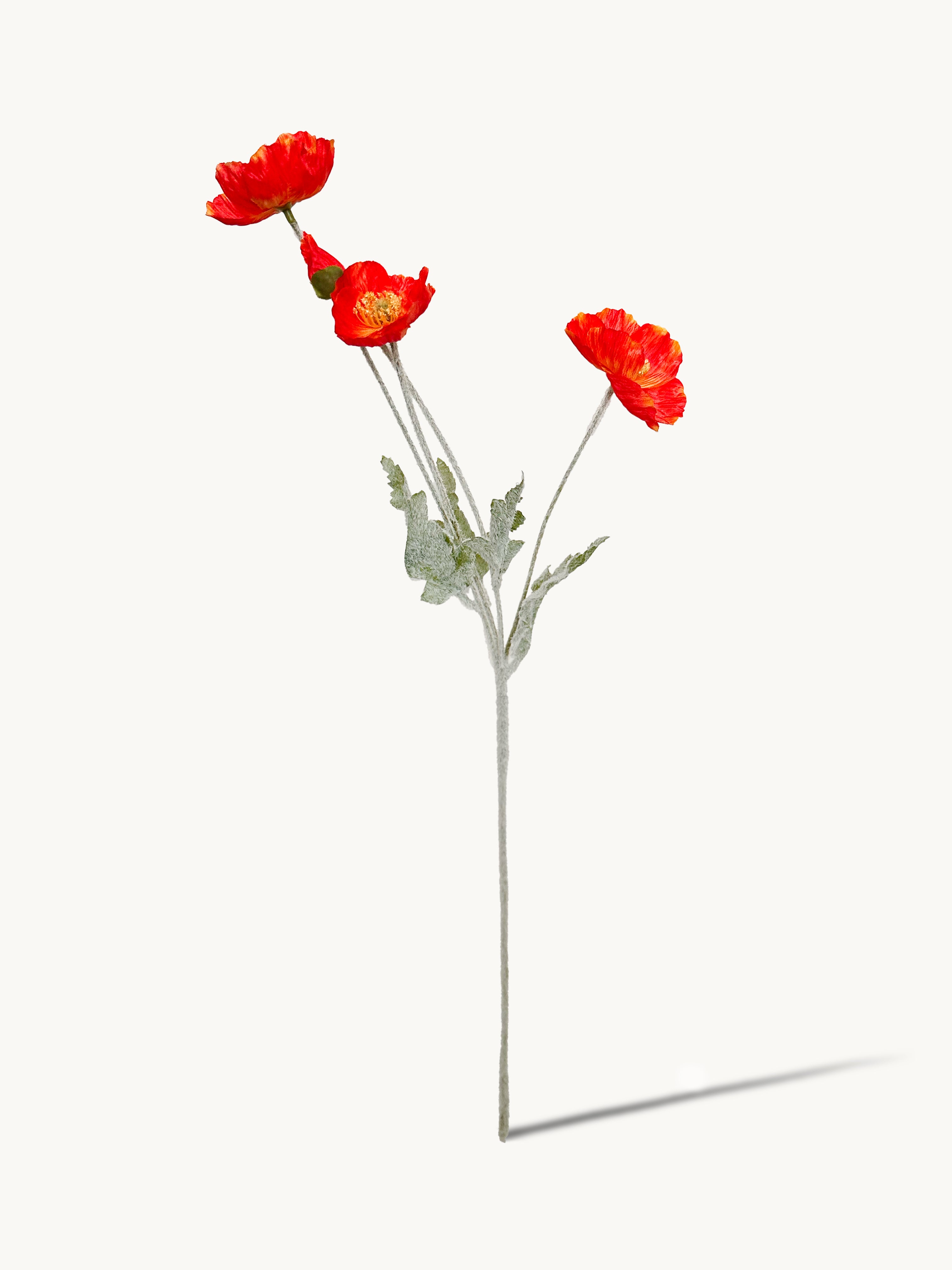 Amaranton 24" Realistic Poppy with 3 Blooms & 1 Bud - Orange