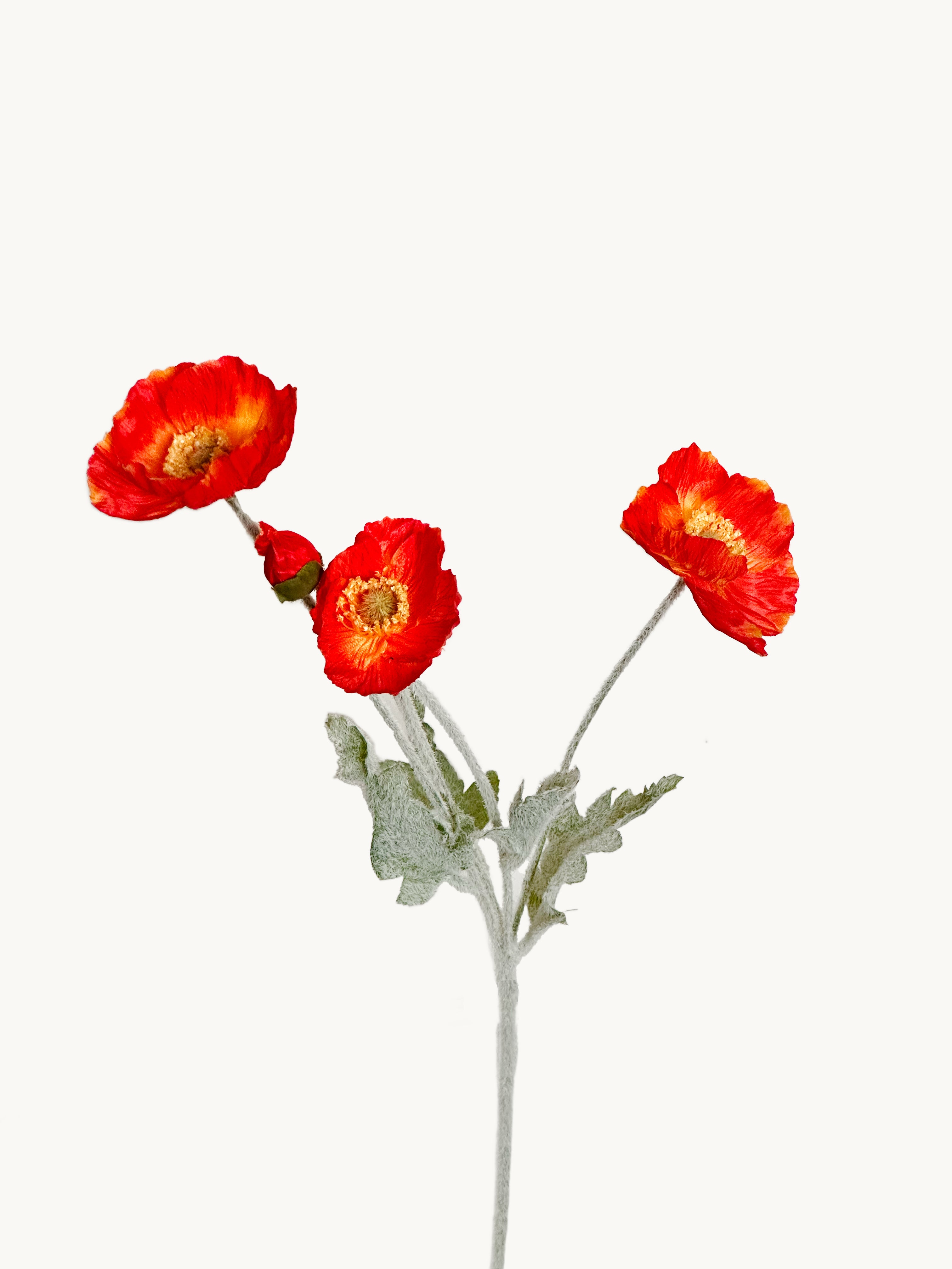 Amaranton 24" Realistic Poppy with 3 Blooms & 1 Bud - Orange