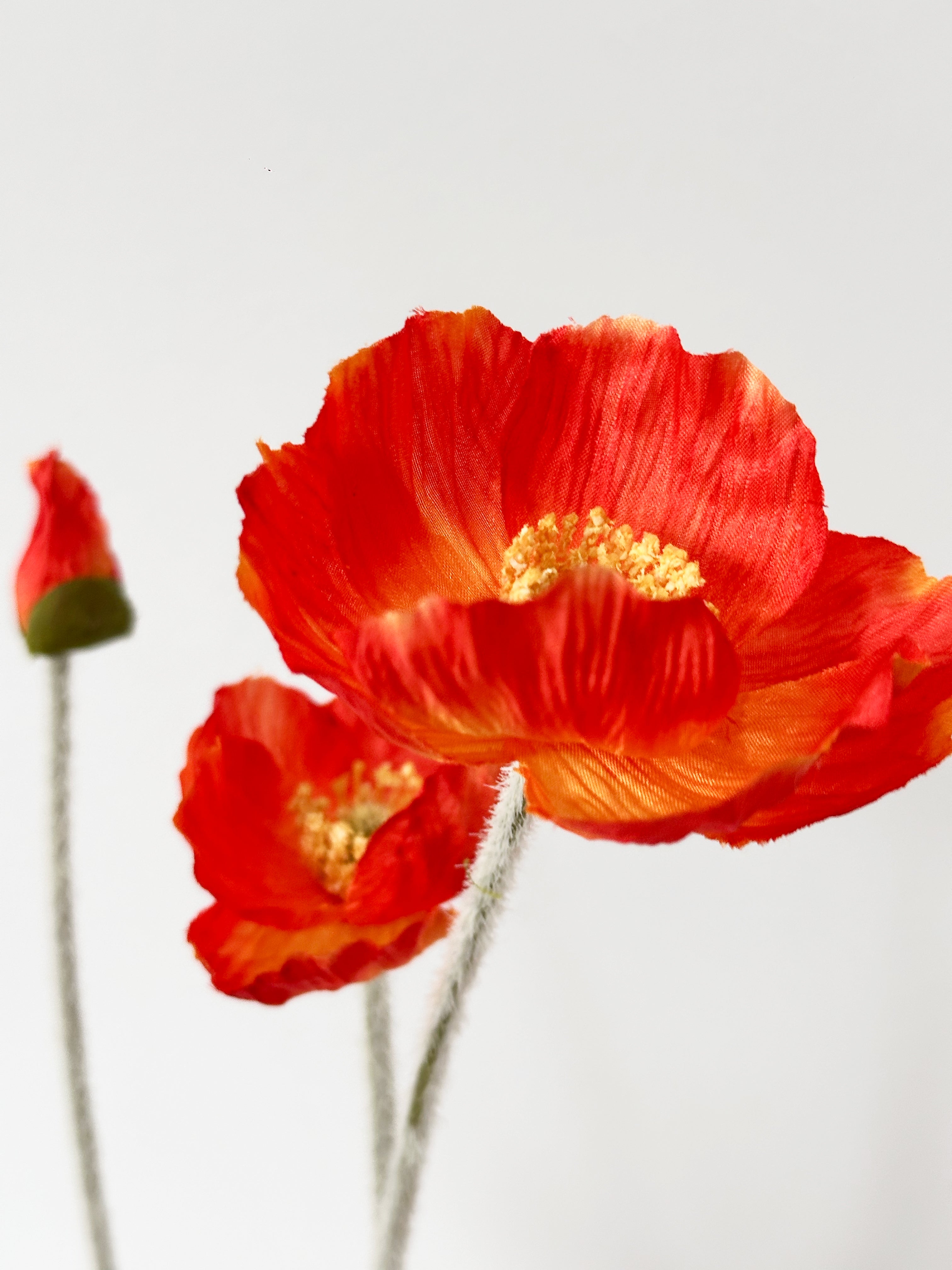 Amaranton 24" Realistic Poppy with 3 Blooms & 1 Bud - Orange