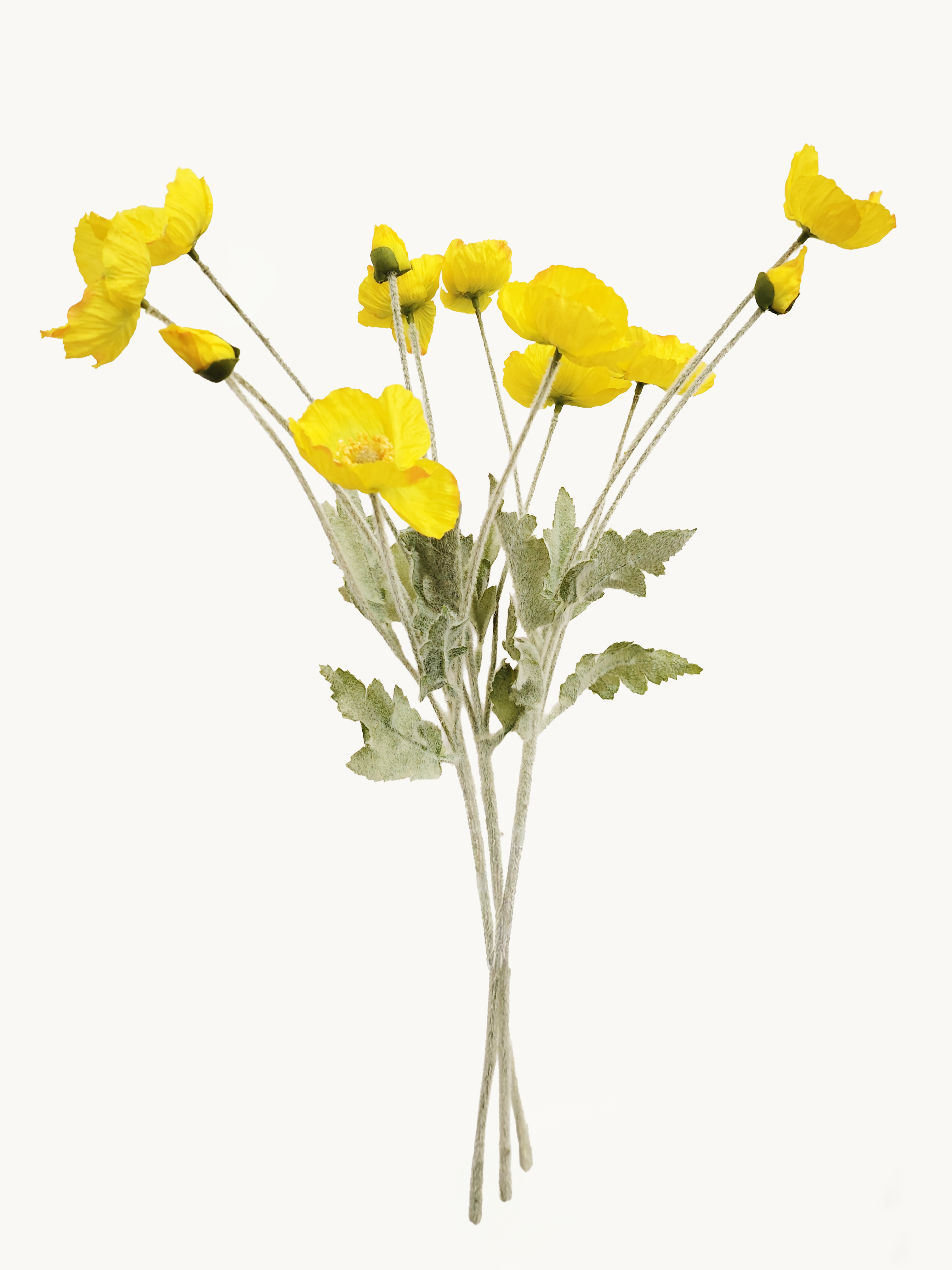 Amaranton 24" Realistic Poppy with 3 Blooms & 1 Bud - Yellow