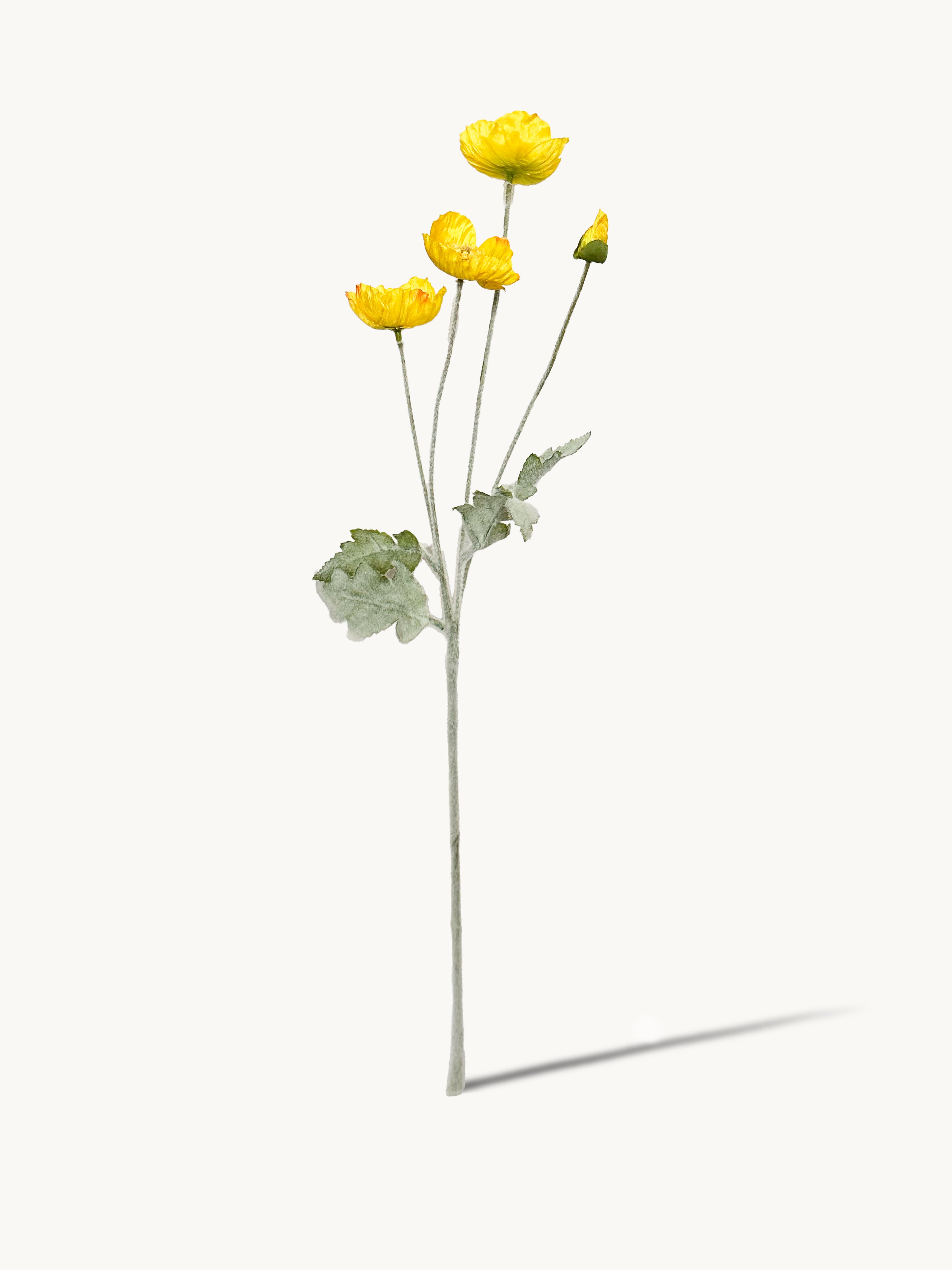 Amaranton 24" Realistic Poppy with 3 Blooms & 1 Bud - Yellow