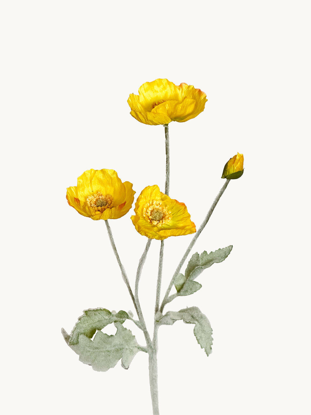 Amaranton 24" Realistic Poppy with 3 Blooms & 1 Bud - Yellow