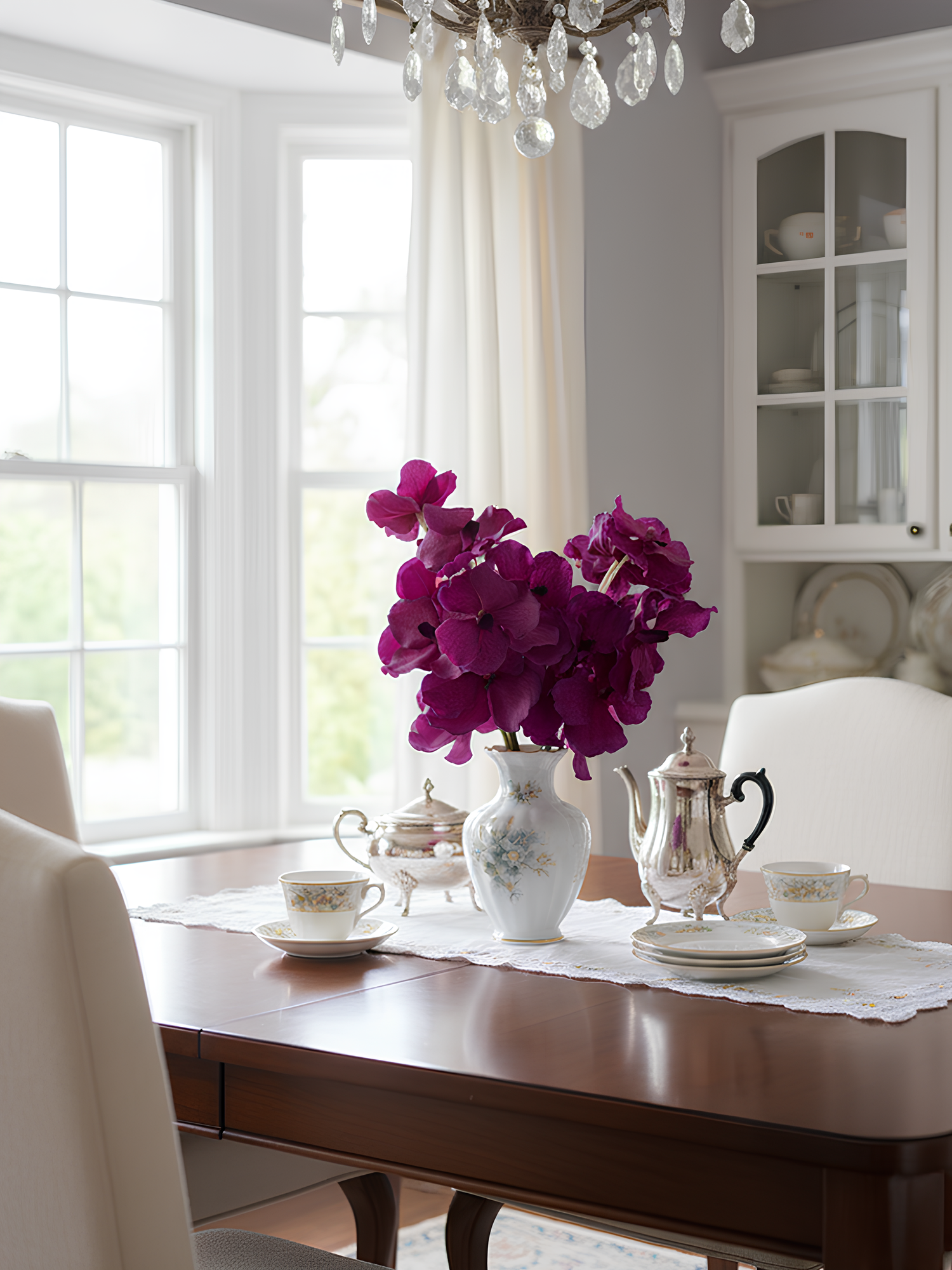 Orquídea Vanda Amaranton de 24" con tacto real - Morado rojizo