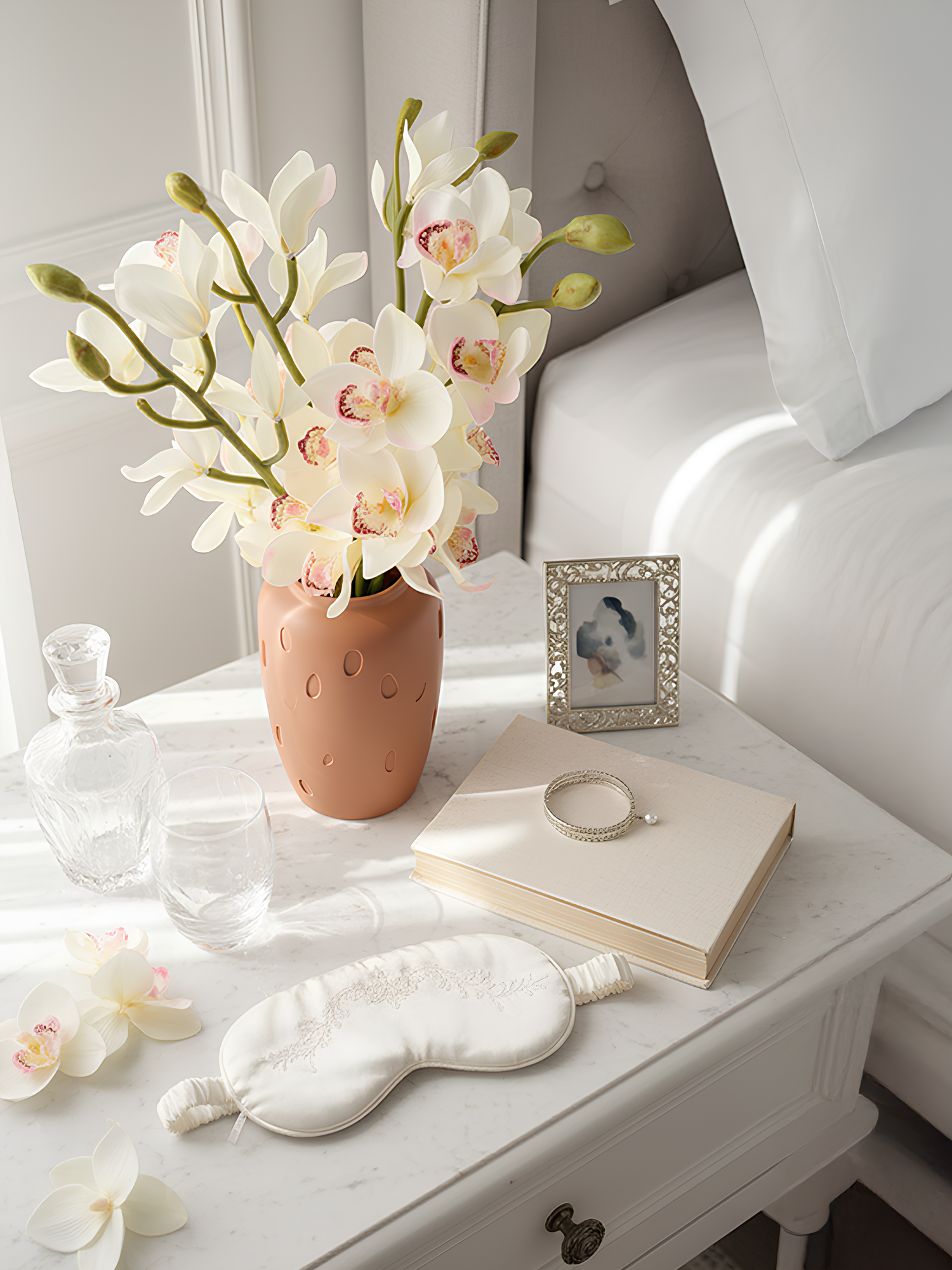 Amaranton 32" Real touch 10 - Bloom Cymbidium Orchid - Cream White