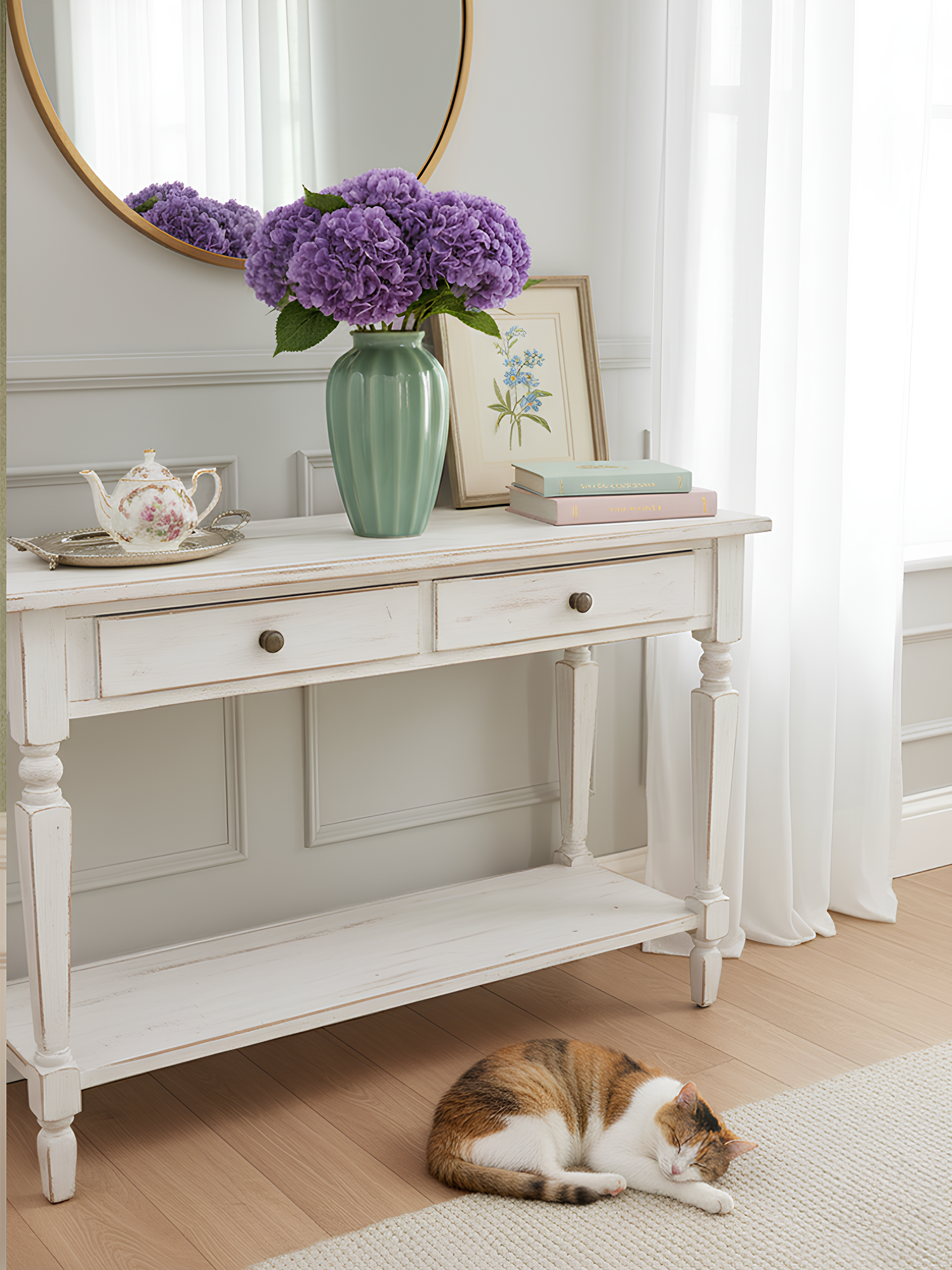 Hortensia Amaranton de 21" con tacto real - Violeta