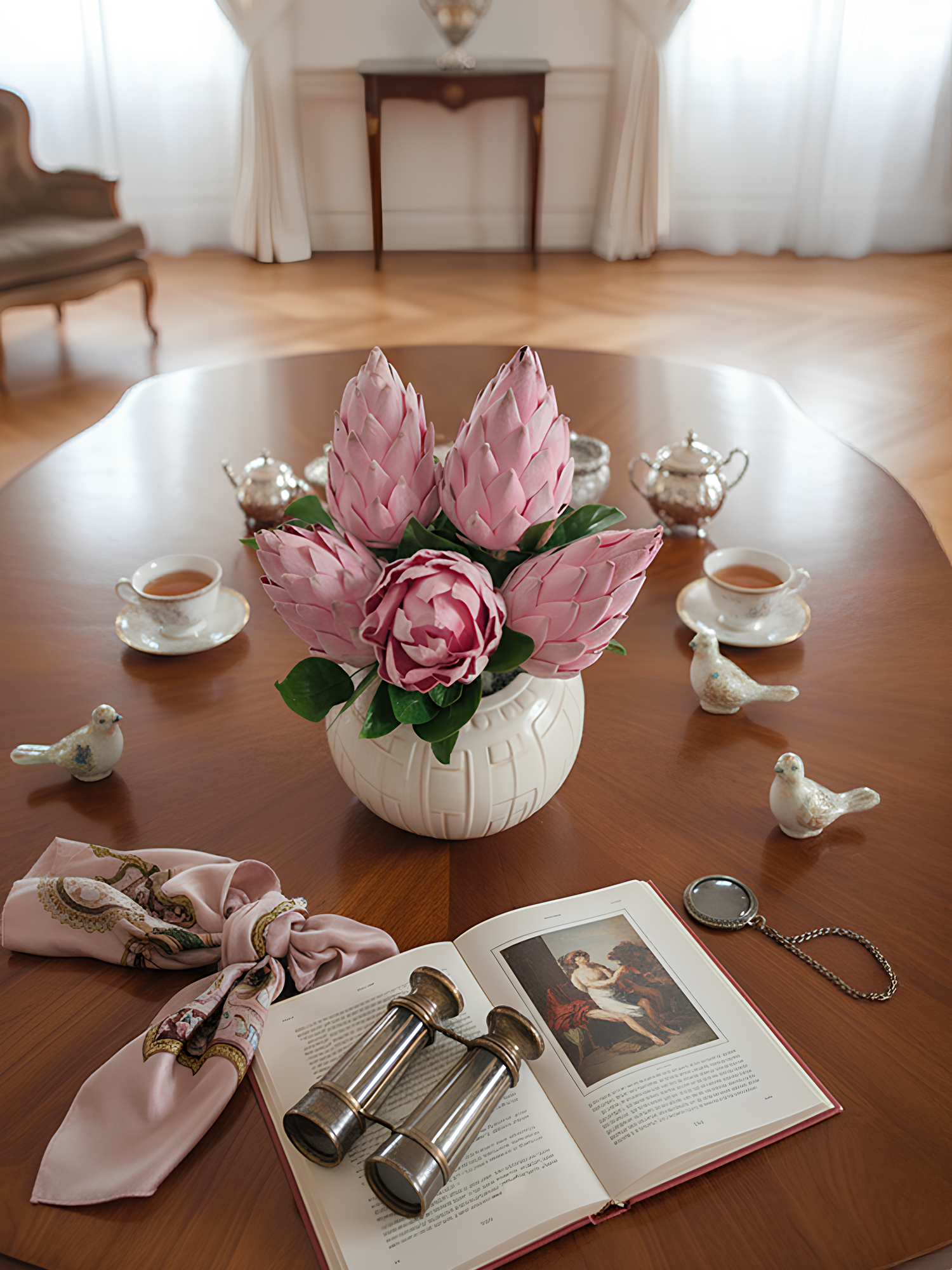 Amaranton 28" Real Touch King Protea Bud – Pagoda Style