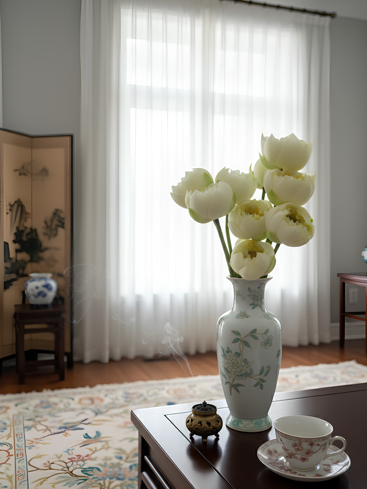 Amaranton 26" Real touch Lotus Flower - White