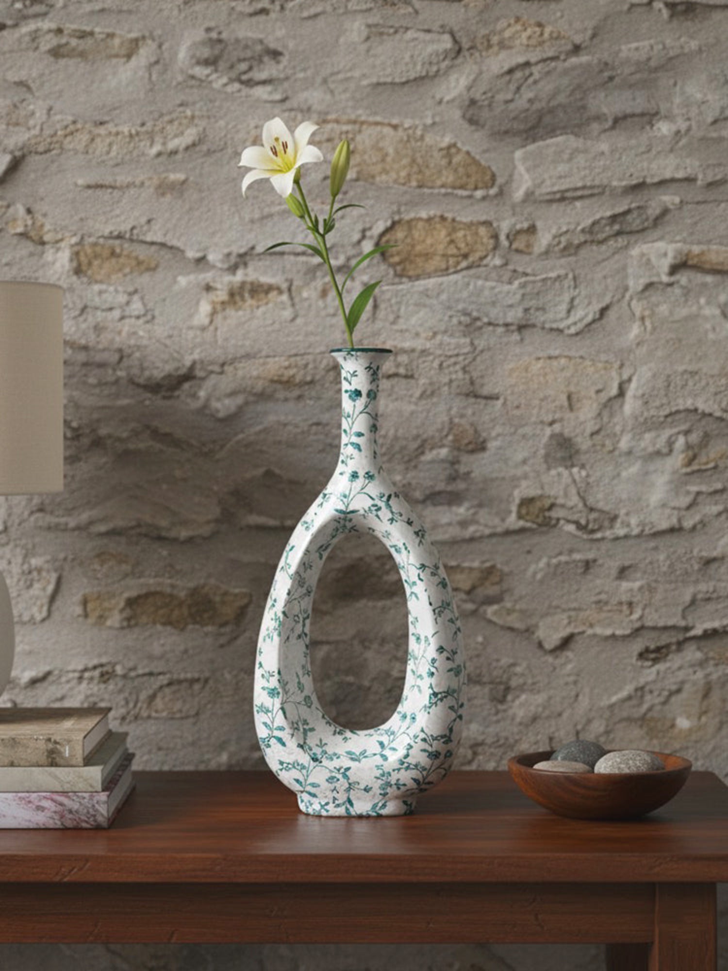 Tall Hollow Ceramic Vase - Narrow Neck