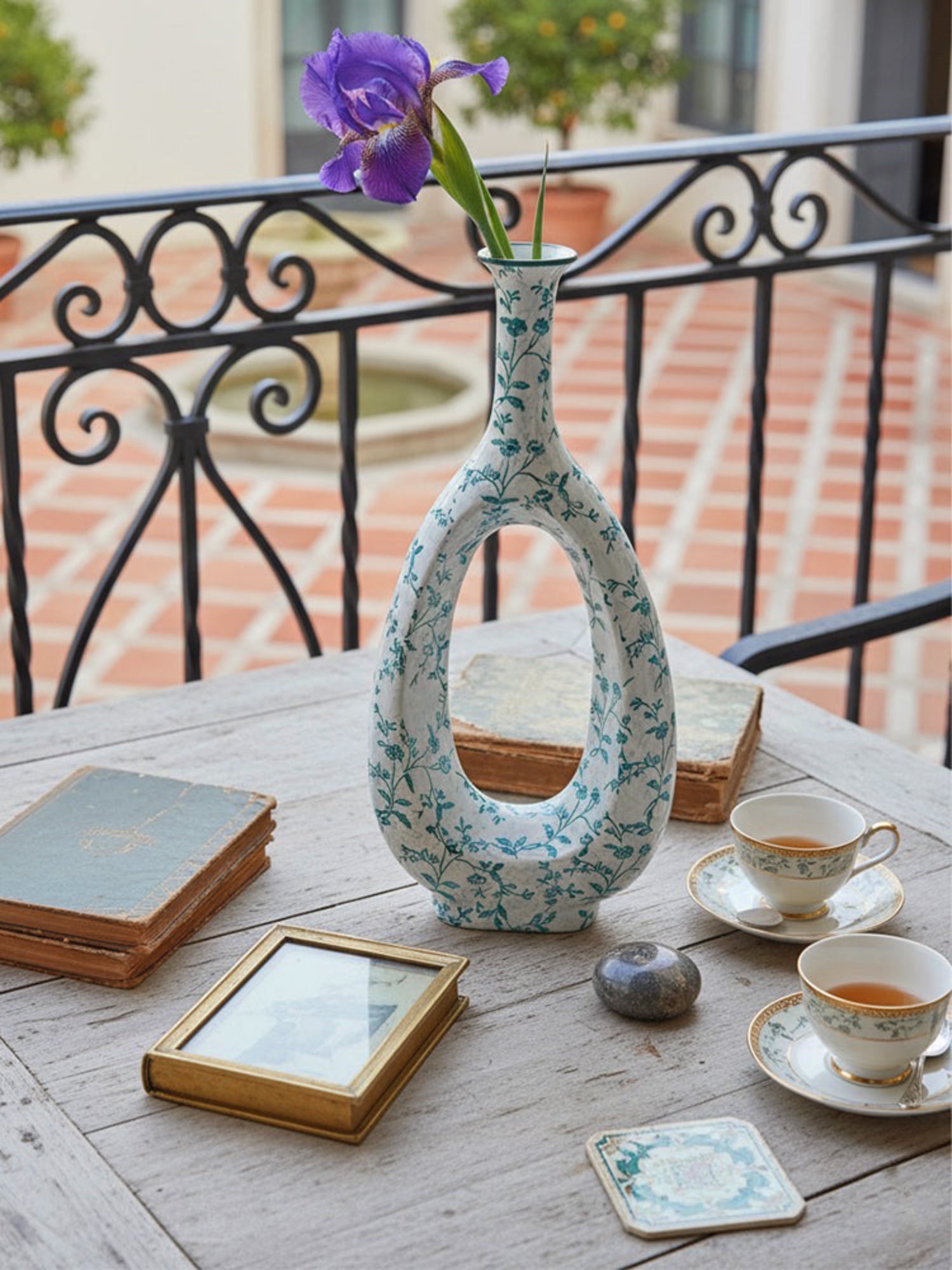 Tall Hollow Ceramic Vase - Narrow Neck