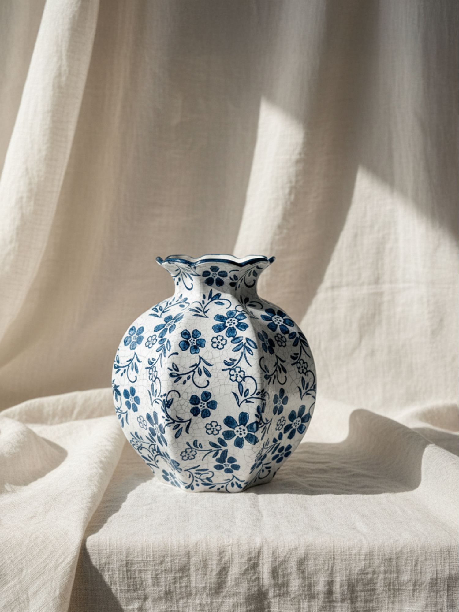 Amaranton™ 7" Indigo Meadow Scalloped Bud Vase