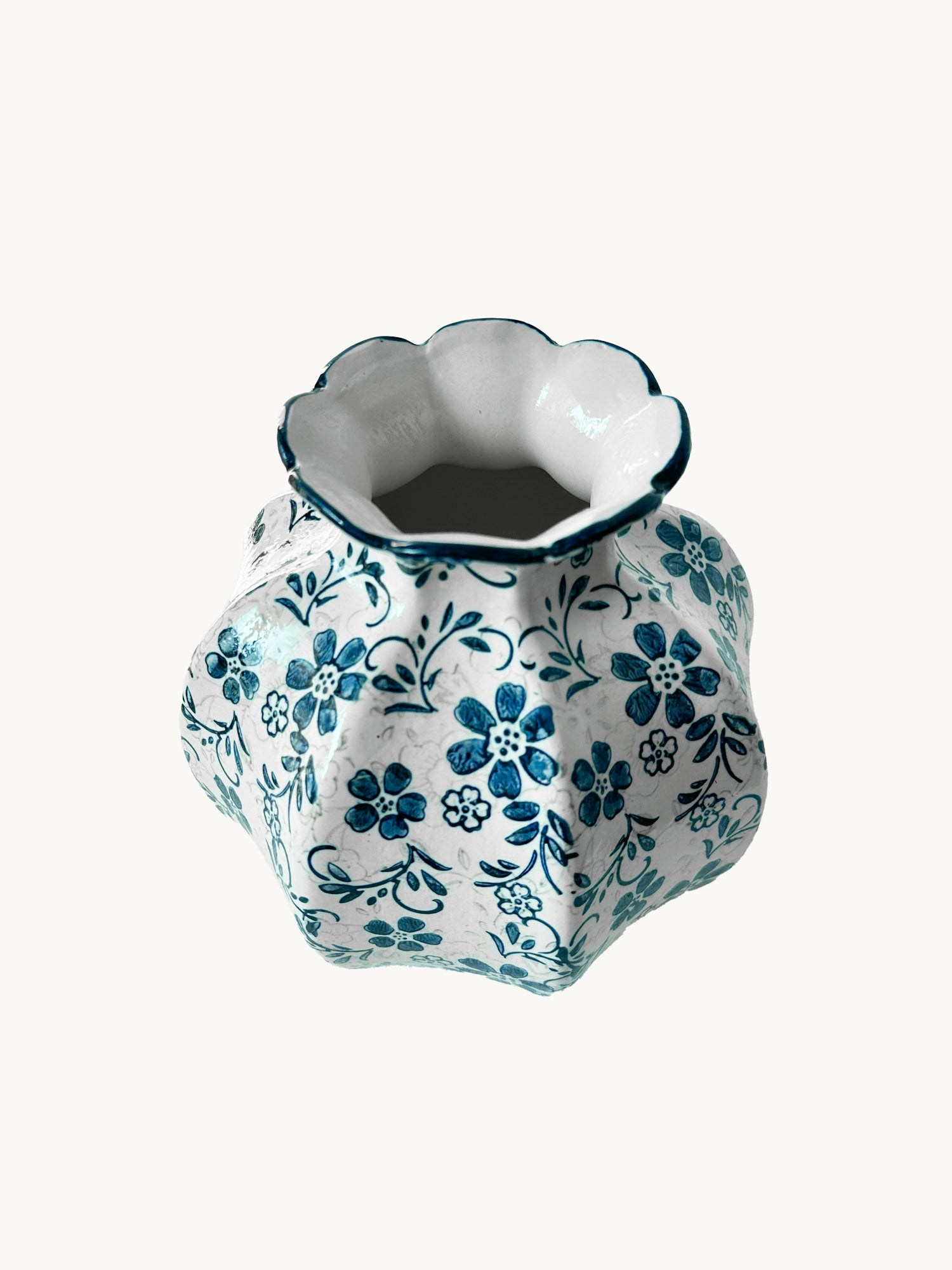 Amaranton™ 7" Indigo Meadow Scalloped Bud Vase