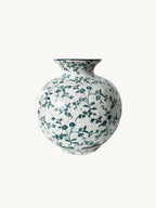 Round Floral Ceramic Vase - Wide Mouth