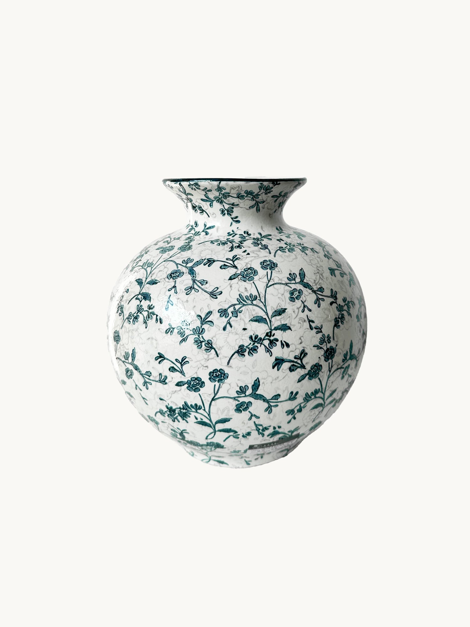 Round Floral Ceramic Vase - Wide Mouth