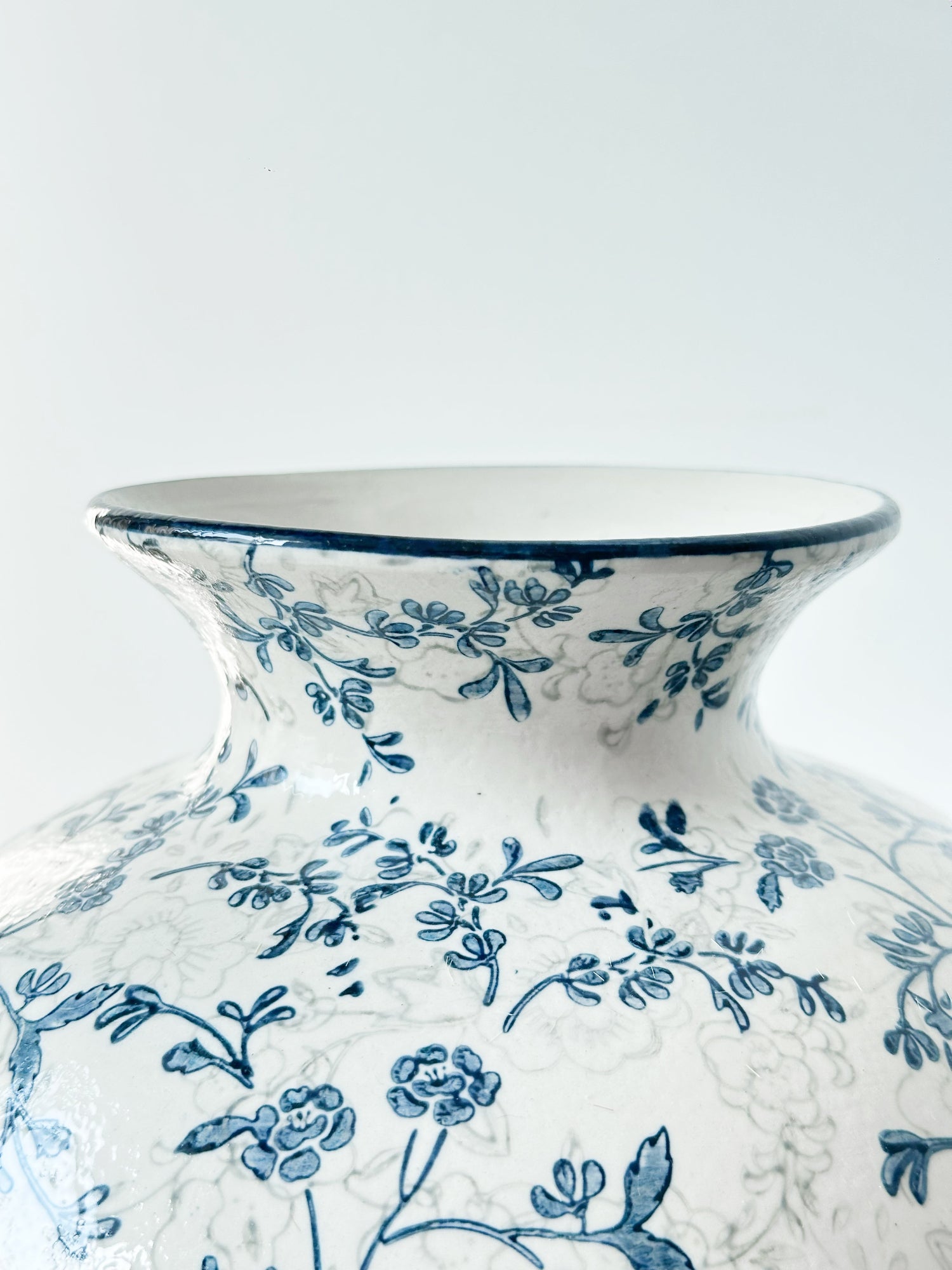 Round Floral Ceramic Vase - Wide Mouth