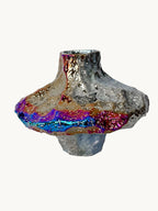 Artisanal Metallic Geode Vase - Colorful Stoneware