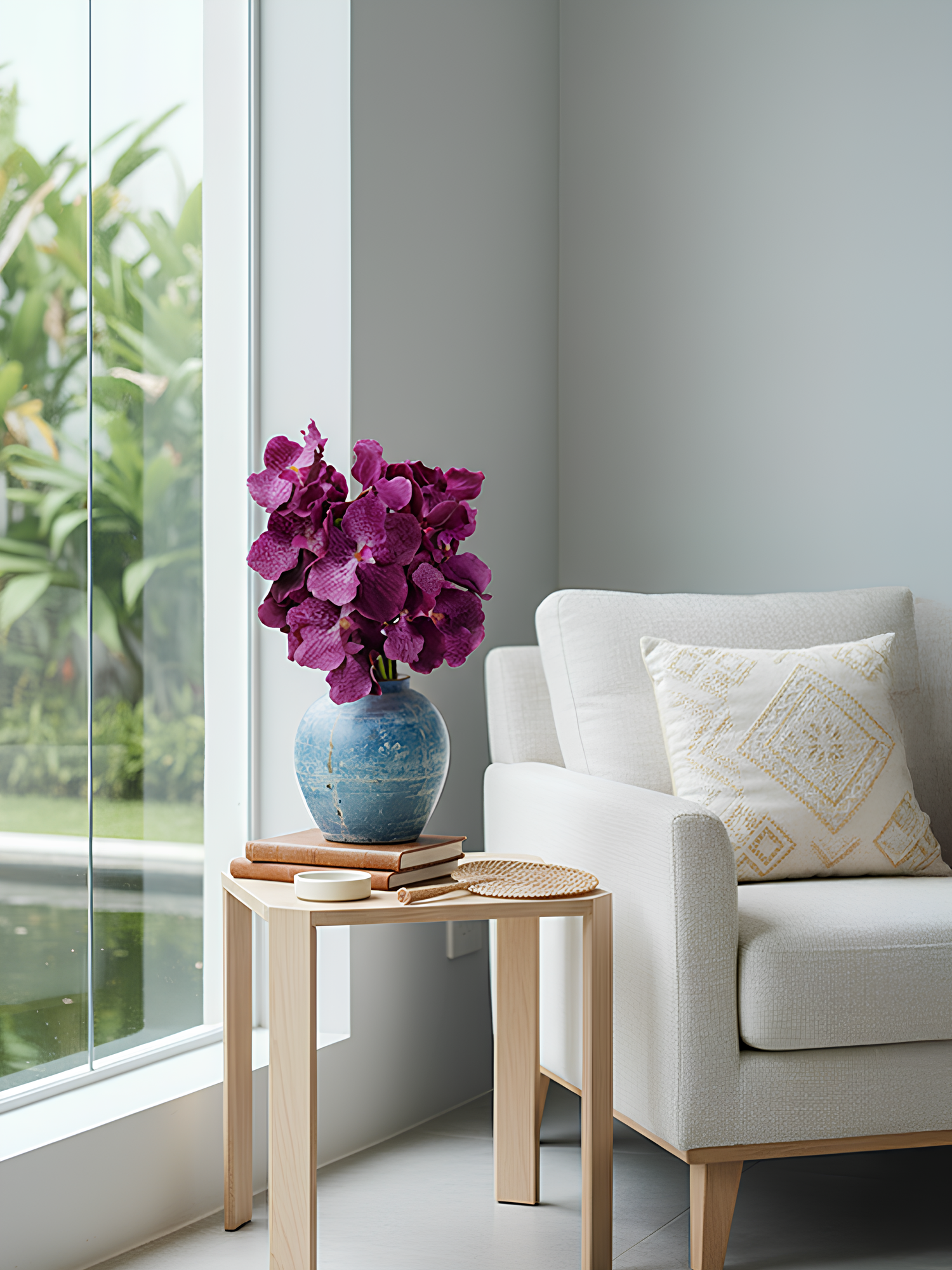 Orquídea Vanda Amaranton de 24" con tacto real - Morada